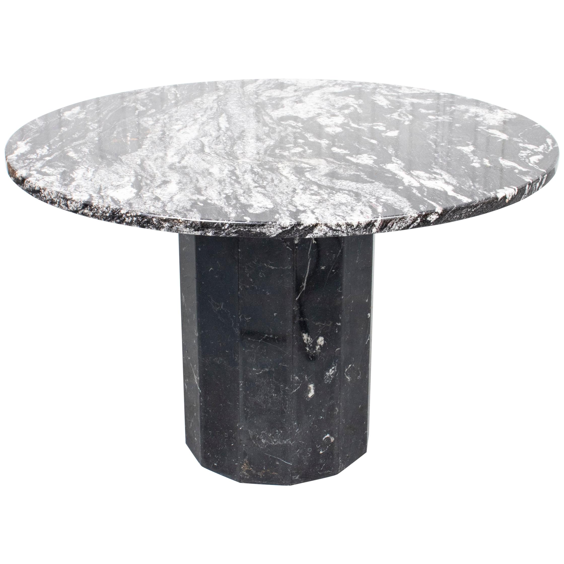 Post-Modern Black and White Marble Dining Table