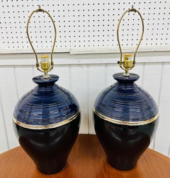 Post-Modern Black Ceramic Table Lamps - Set of 2