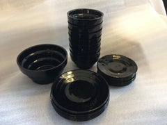Ettore Sottsass Postmodern Black Glass Dinnerware Set
