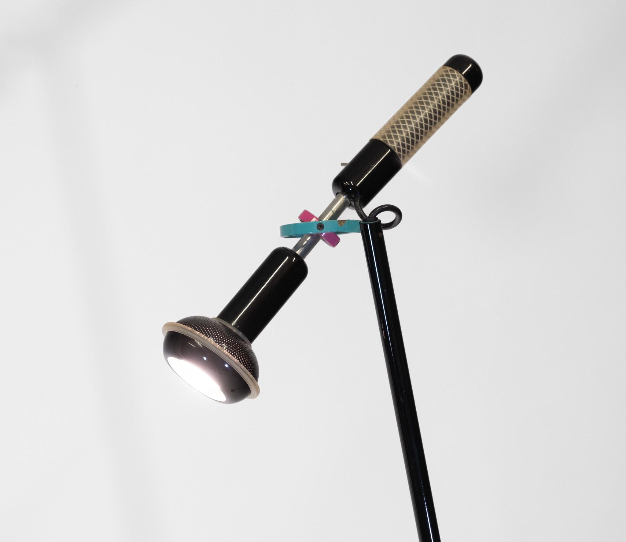 Metal Post Modern Black Grip Floor Lamp By Achille Castiglioni For Flos, Italy 1980s For Sale