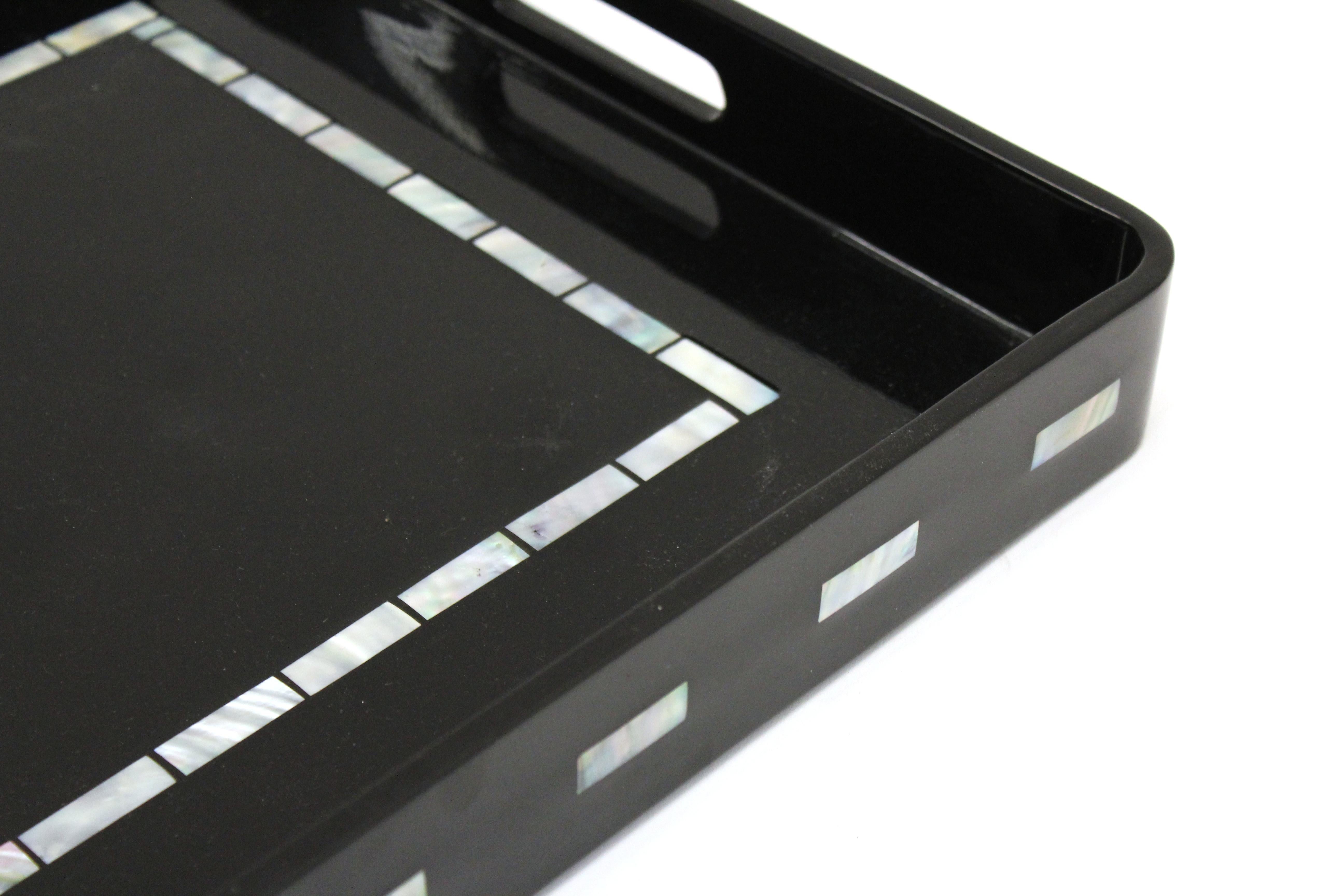 20th Century Post-Modern Black Lacquer Serving Tray For Sale