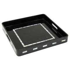 Post-Modern Black Lacquer Serving Tray