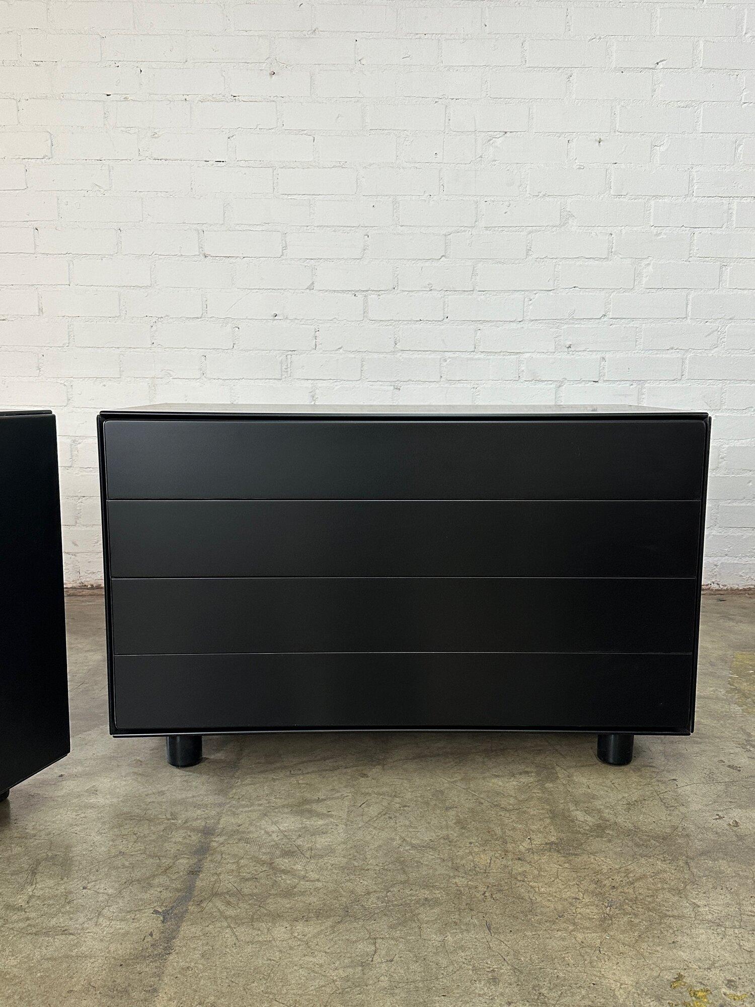 Post Modern Black Lacquered Compact Dresser- sold separately In Good Condition For Sale In Los Angeles, CA
