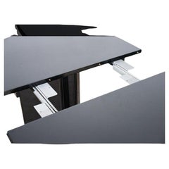 Post Modern Black Lacquered Double Pedestal Oval Dining Table with Leaf