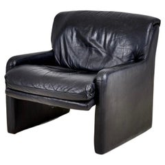 Vintage Post Modern Black Leather Lounge Chair, 1980