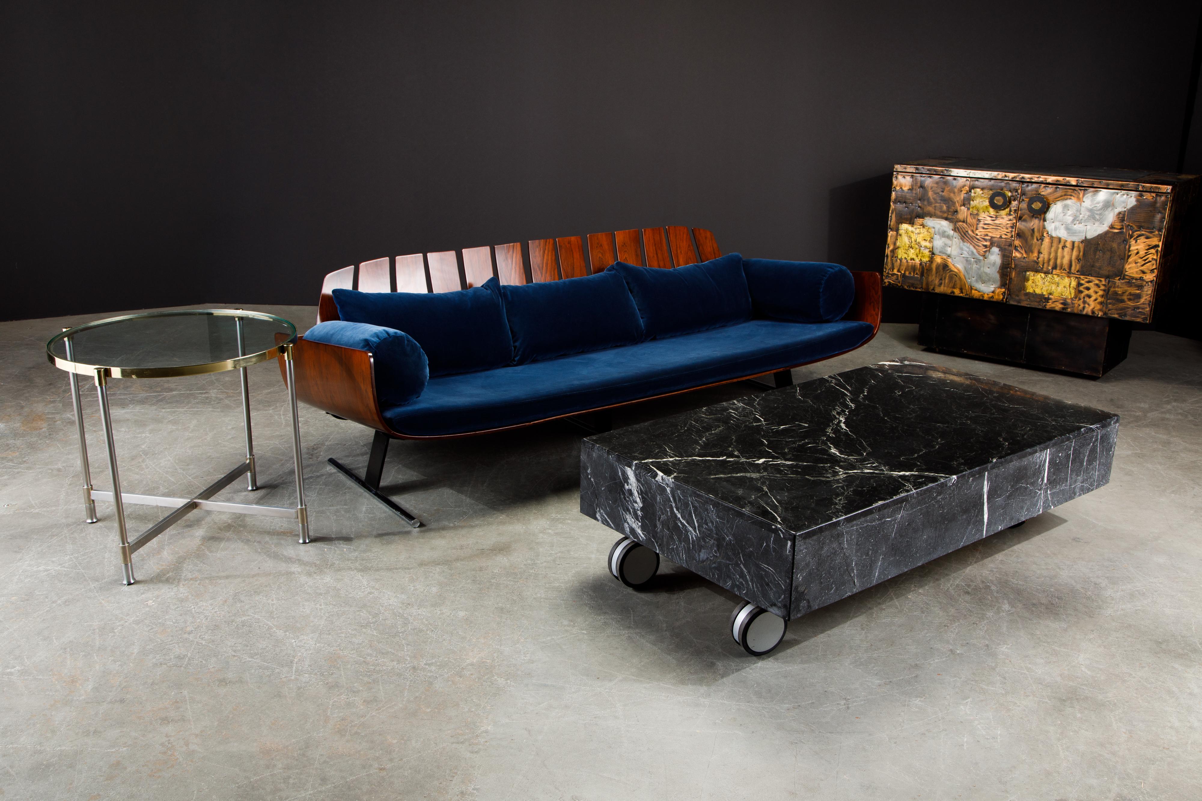 Post-Modern Black Marble Coffee Table on Casters, circa 1990 6