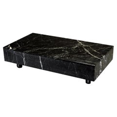 Post-Modern Black Marble Coffee Table on Casters, circa 1990