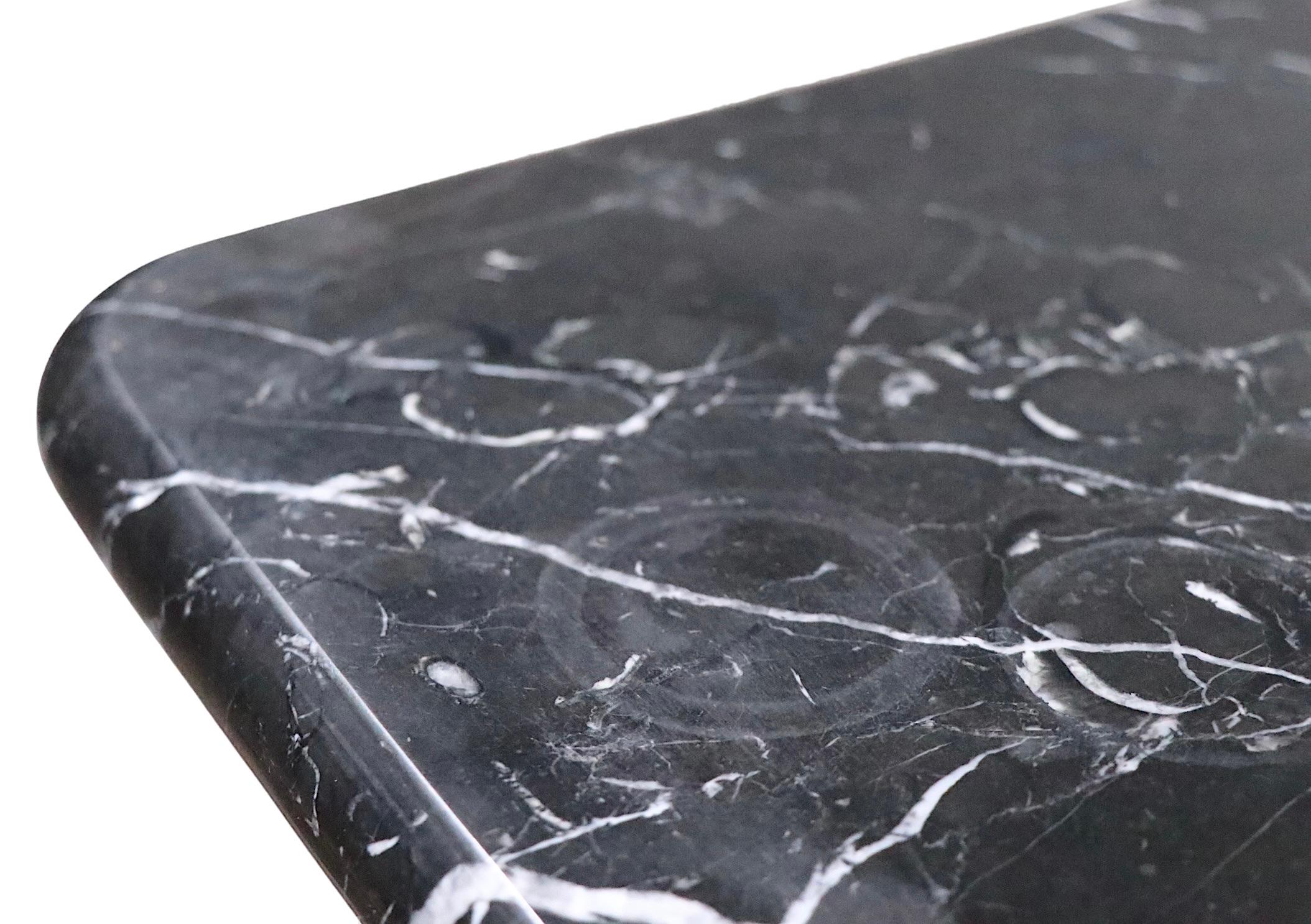 Post Modern Black Marble Pedestal Base Coffee Table Made in Italy c 1970’s For Sale 5