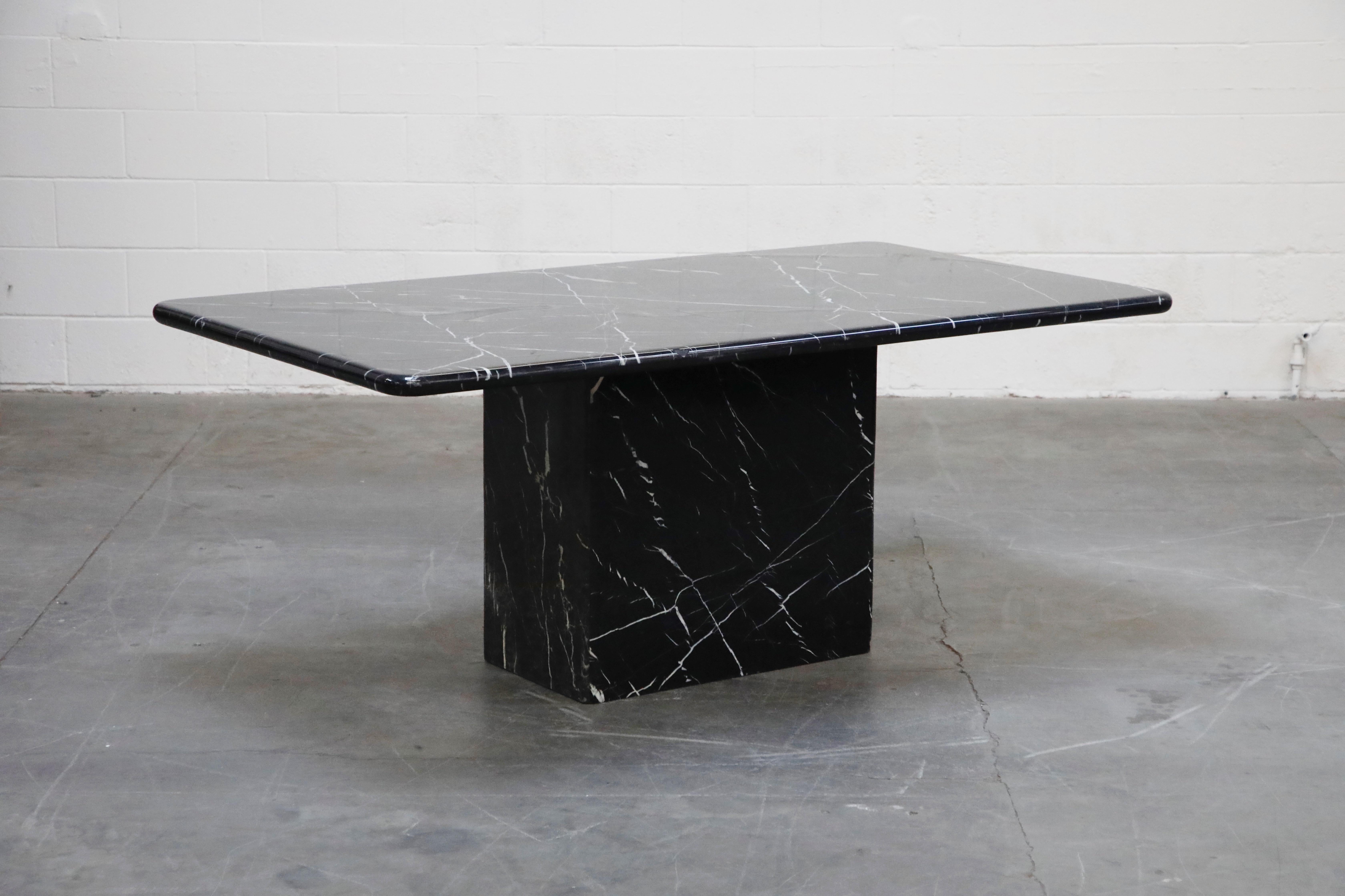 PostModern Black Marble Rectangular Dining or Conference Table, circa