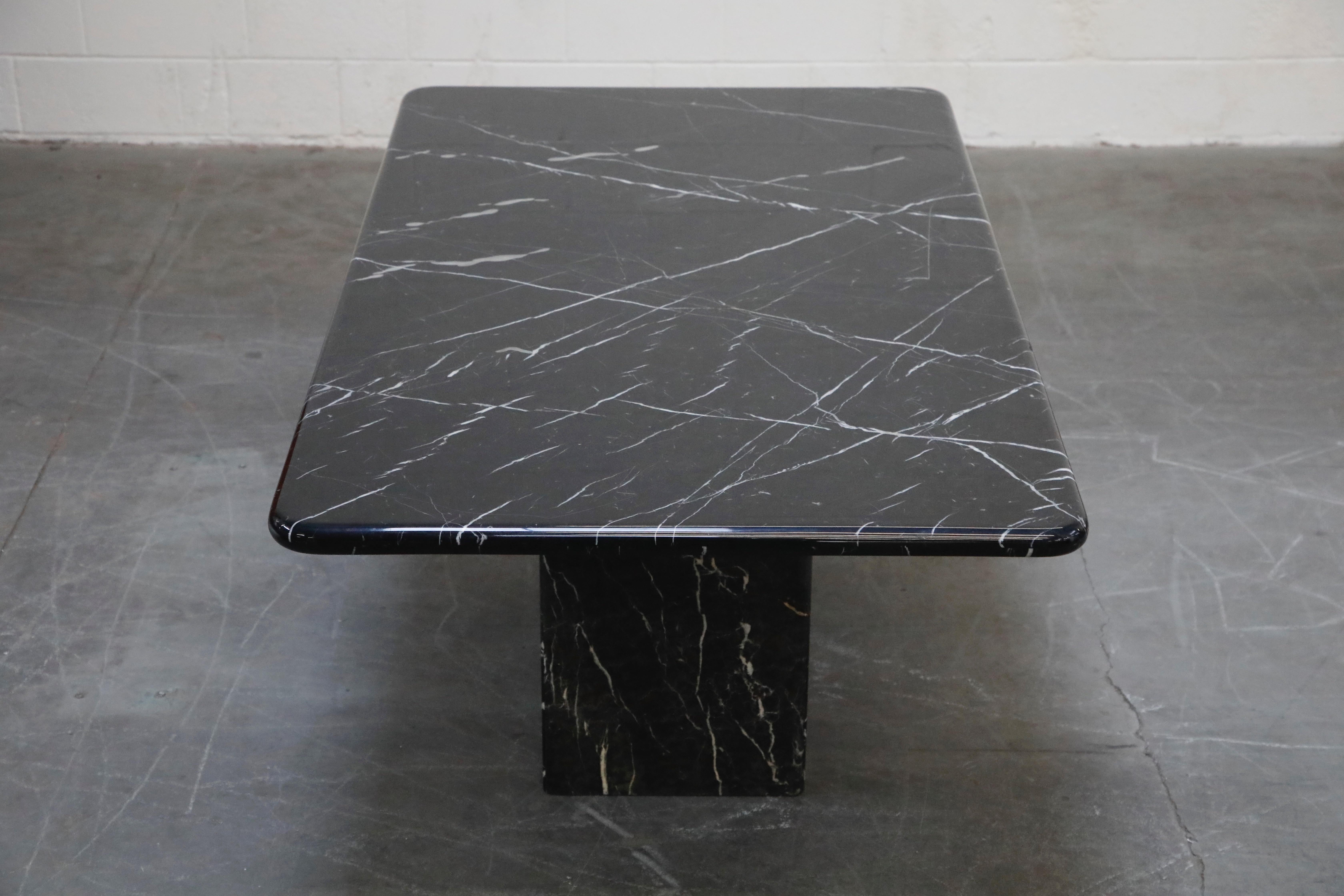 American Post-Modern Black Marble Rectangular Dining or Conference Table, circa 1980s