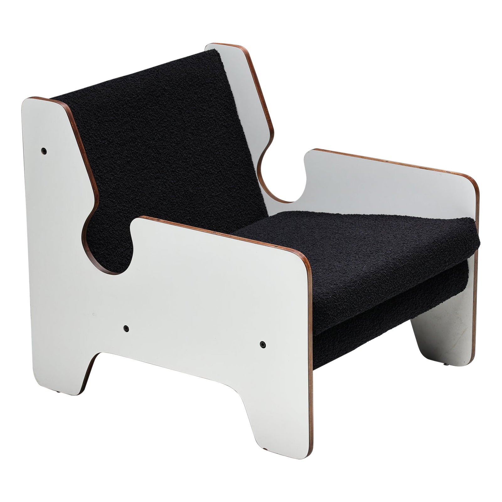 Postmoderner schwarz-weißer Loungesessel, Italien, 1970er Jahre im Angebot