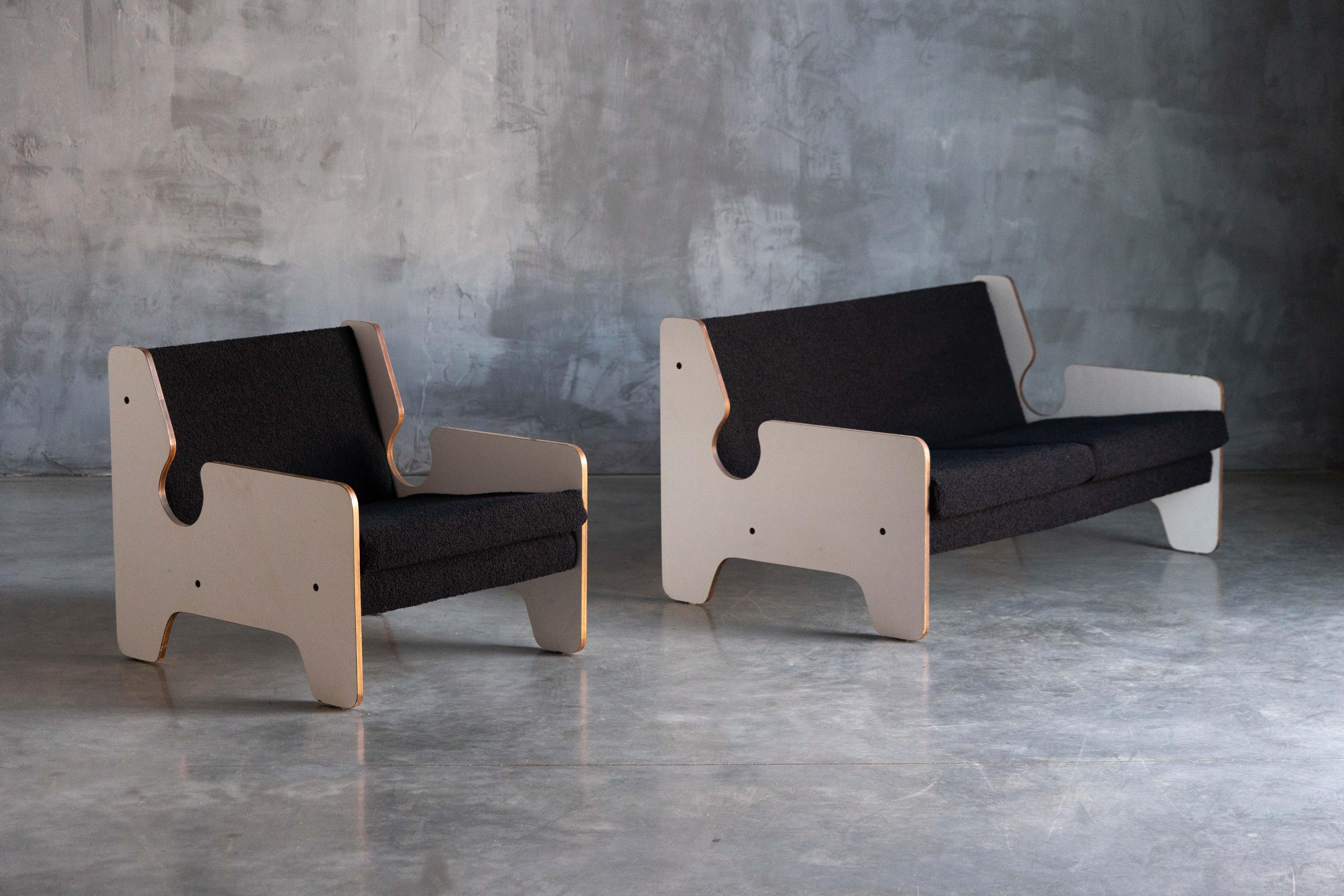Postmodernes schwarz-weißes Zweisitzer-Sofa mit zwei Sitzen, Italien, 1970er Jahre im Angebot 11