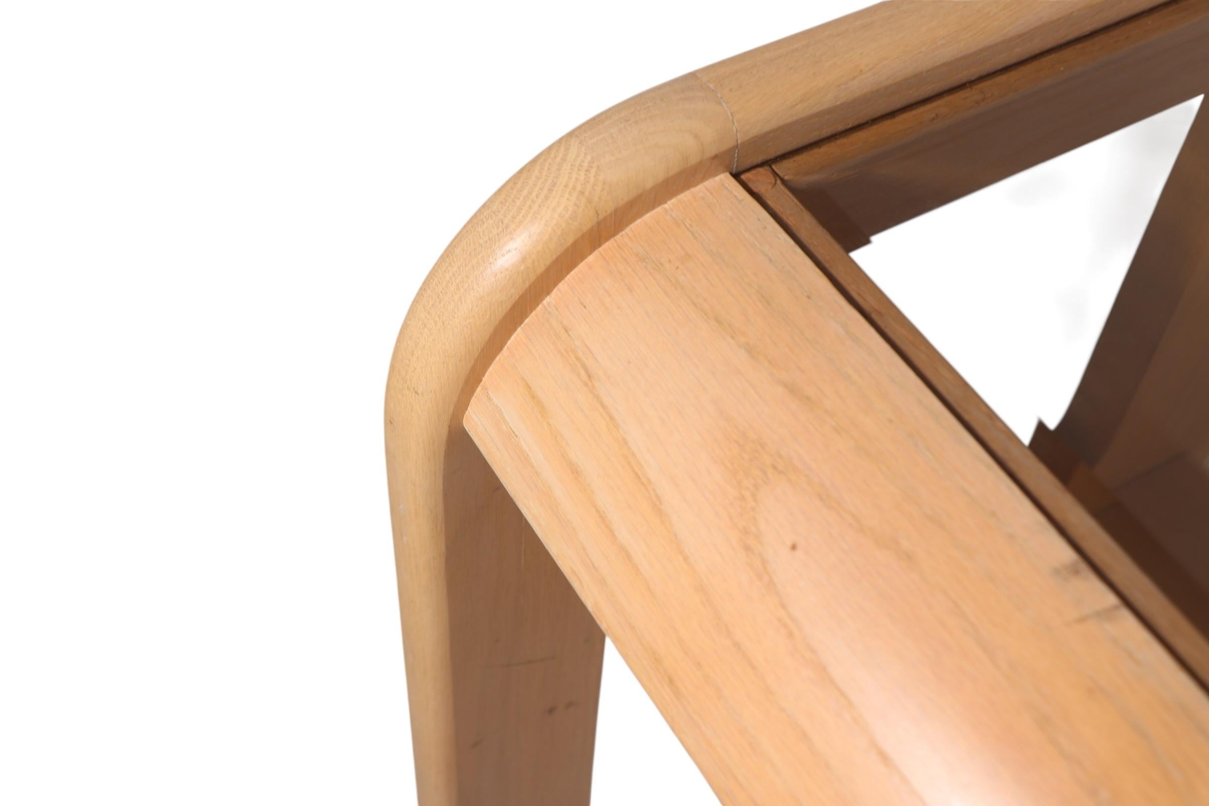 Post Modern Bleached Oak and Tinted Glass Console Table by Lou Hodges c. 1980's For Sale 7