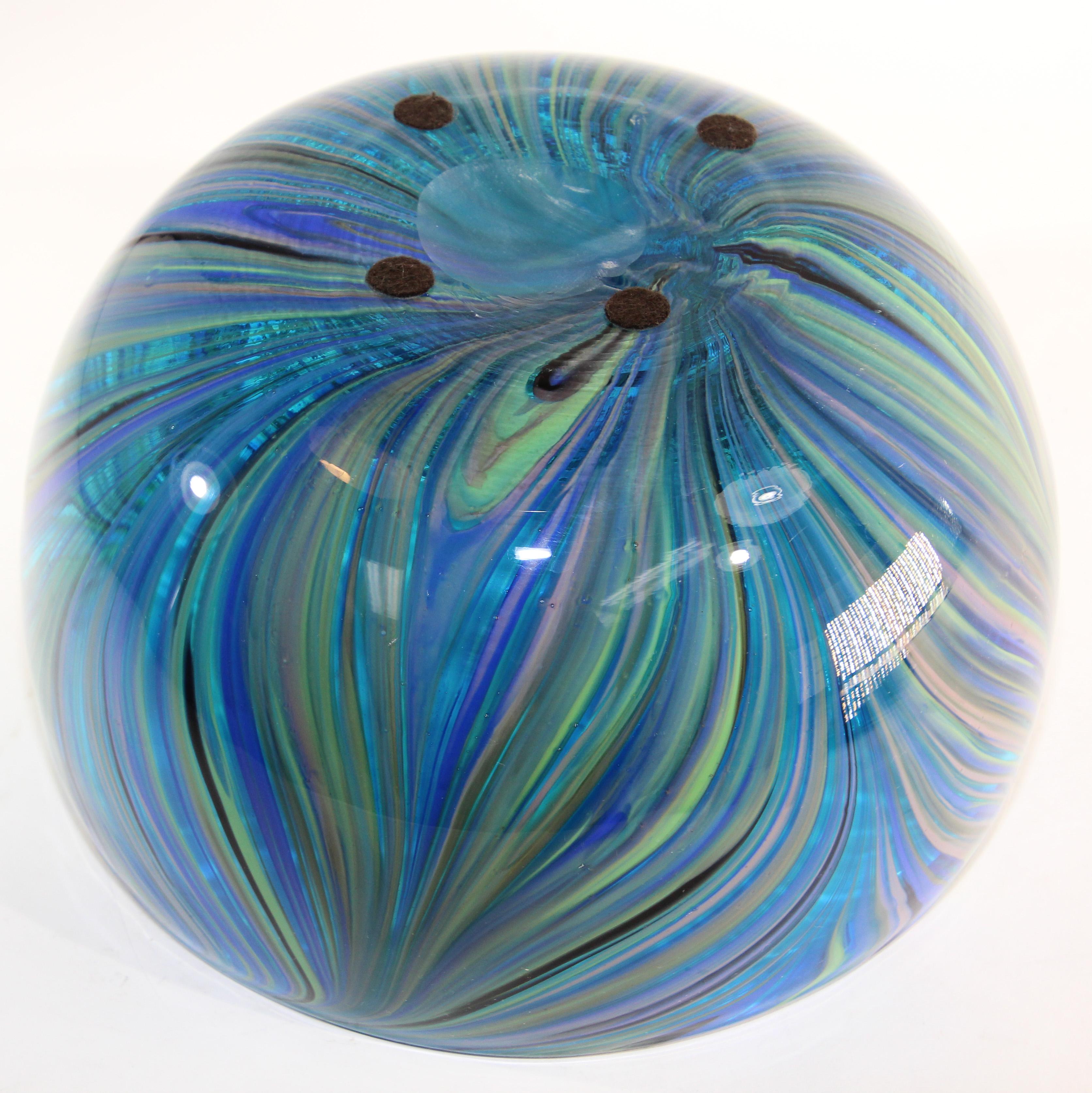 Post Modern Blue and Clear Large Decorative Hand Blown Murano Art Glass Bowl 2