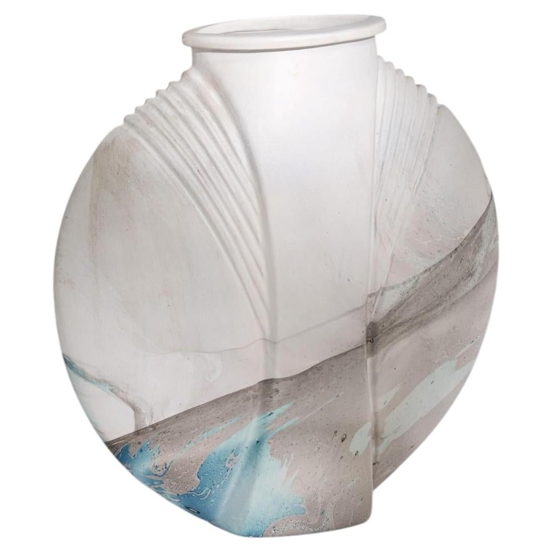 Postmoderne blaue Keramikvase, in Deutschland handgefertigt, 20. Jahrhundert im Angebot