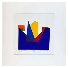 Post Modern "Blue Prism" Silk Screen Print by Daniel Gelakoska Dated 1988