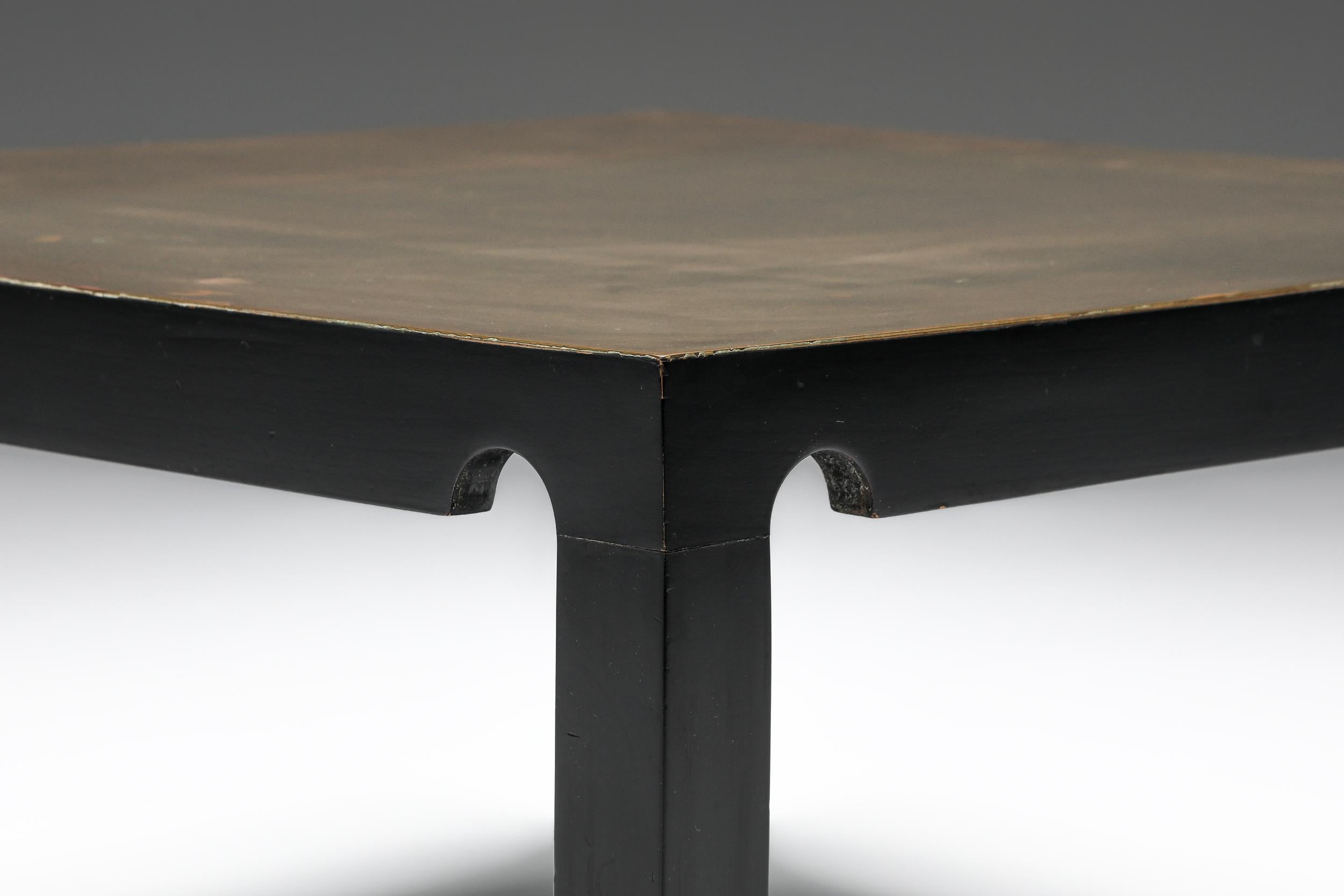 Fin du 20e siècle Table basse post-moderne en laiton et acier noir d'Emiel Veranneman, années 1970 en vente