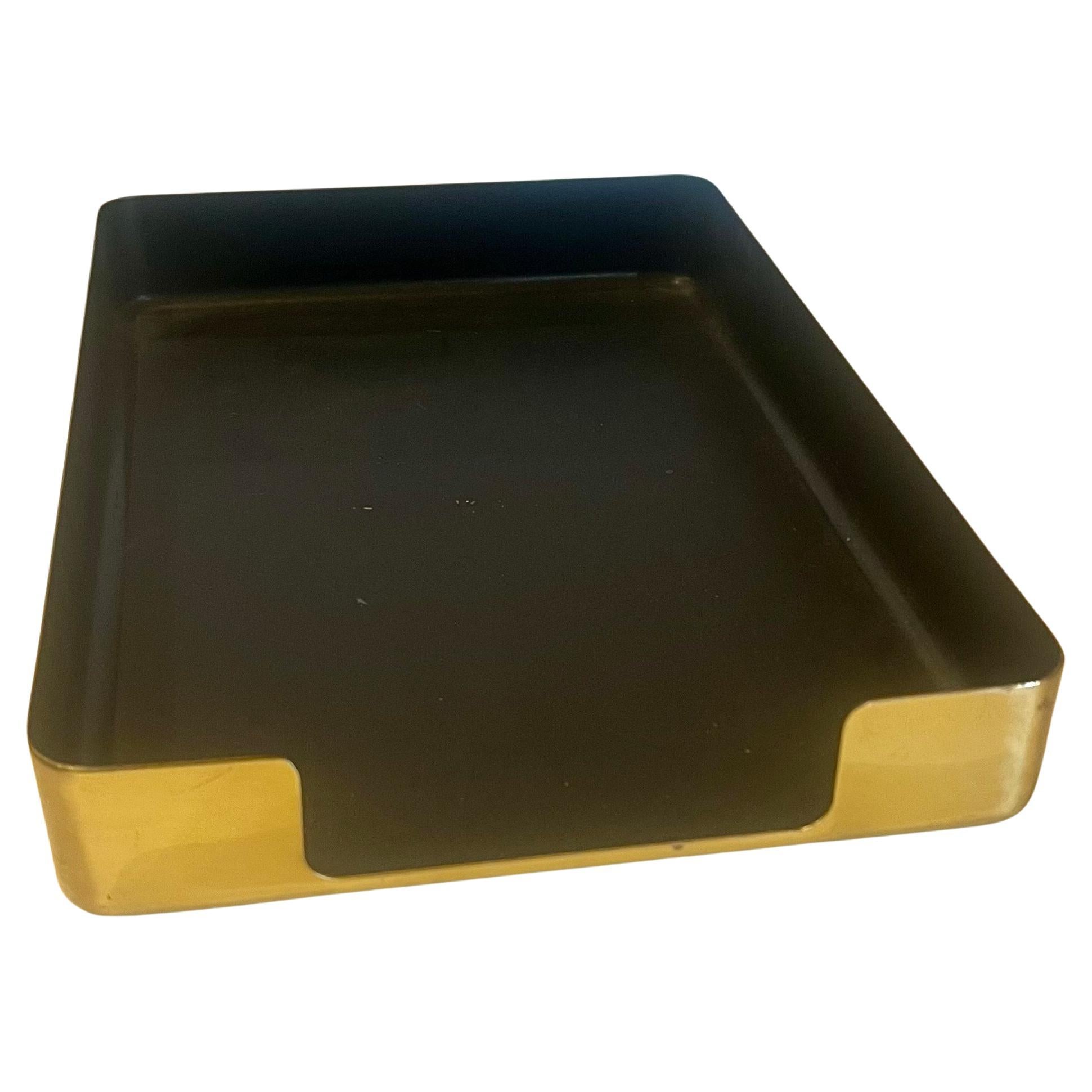 Post-Modern Brass Desk Letter Tray By McDonald Products 1970's