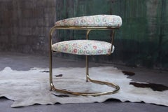 Post Modern Brass Gold Bent Chrome Cantilever Chair Attributed to Thonet