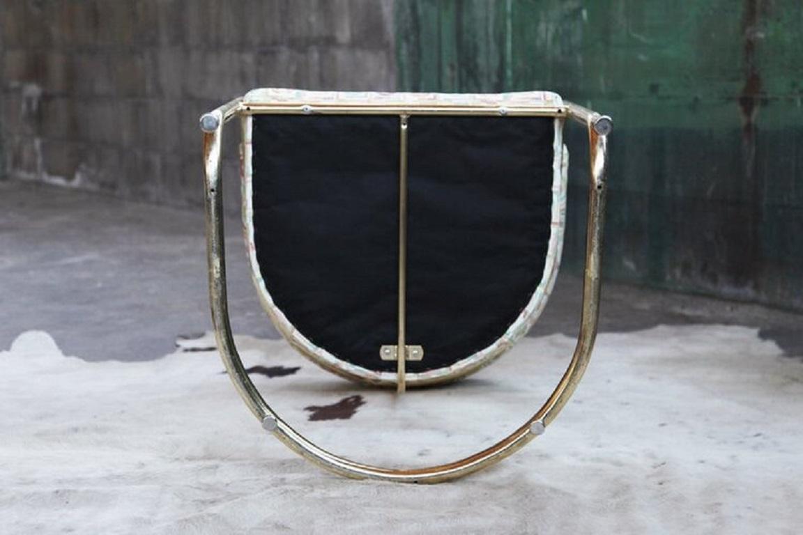 Post Modern Brass Gold Bent Chrome Cantilever Chair Attributed to Thonet In Good Condition For Sale In Madison, WI