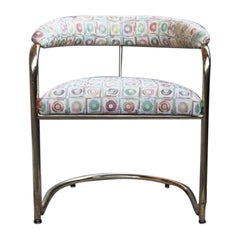 Post Modern Brass Gold Bent Chrome Cantilever Chair Attributed to Thonet