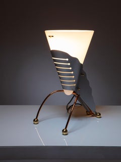 Post Modern Messing Incamiciato Glas Tischlampe von Studio Italia Design, 1980er Jahre