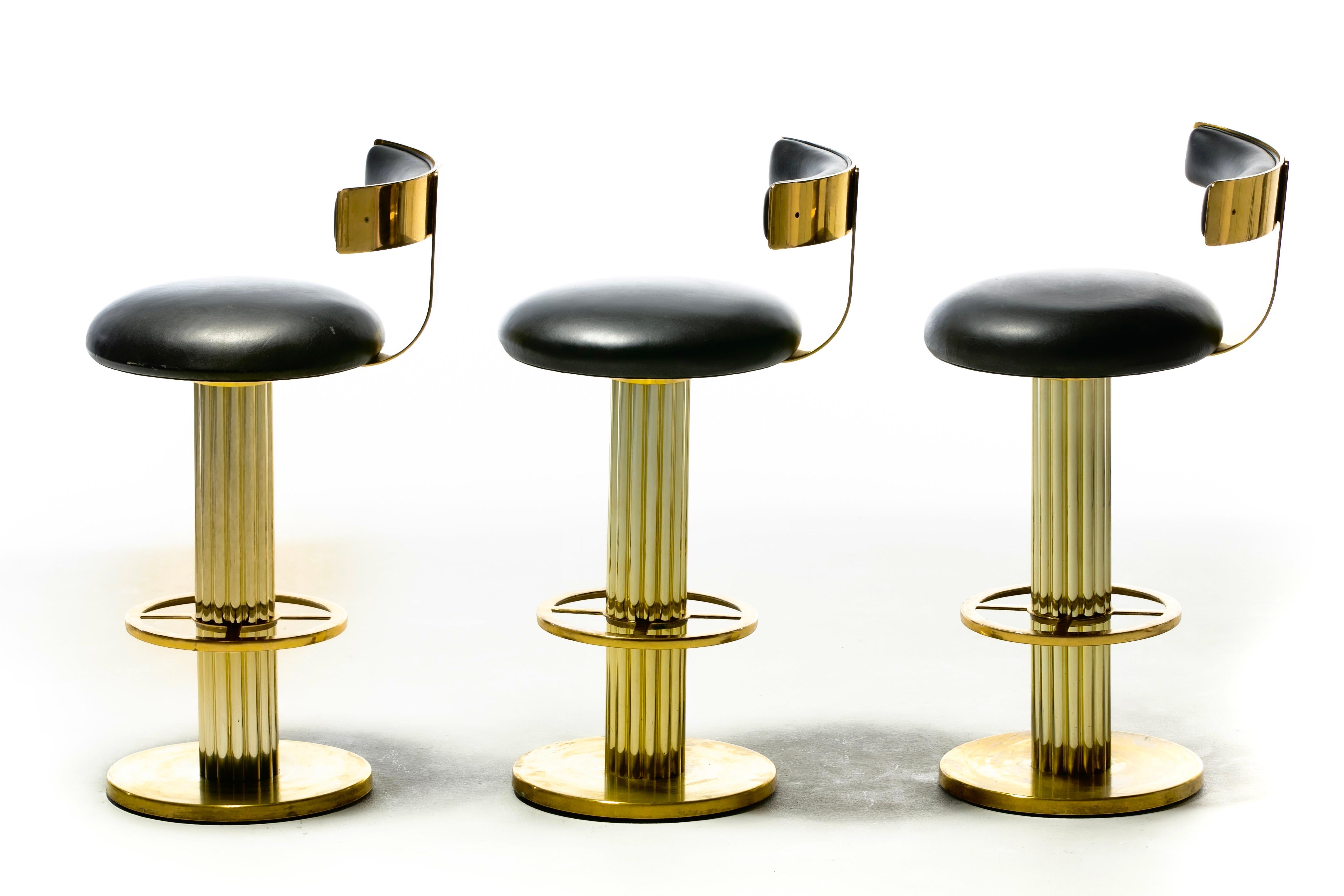 If you're in the market for the Rolls-Royce of Bar Stools, this high quality set of Post Modern Art Deco Revival Design for Leisure Bar Stools are it. Commonly found in yachts and only the most luxurious residences all over the world, Design for