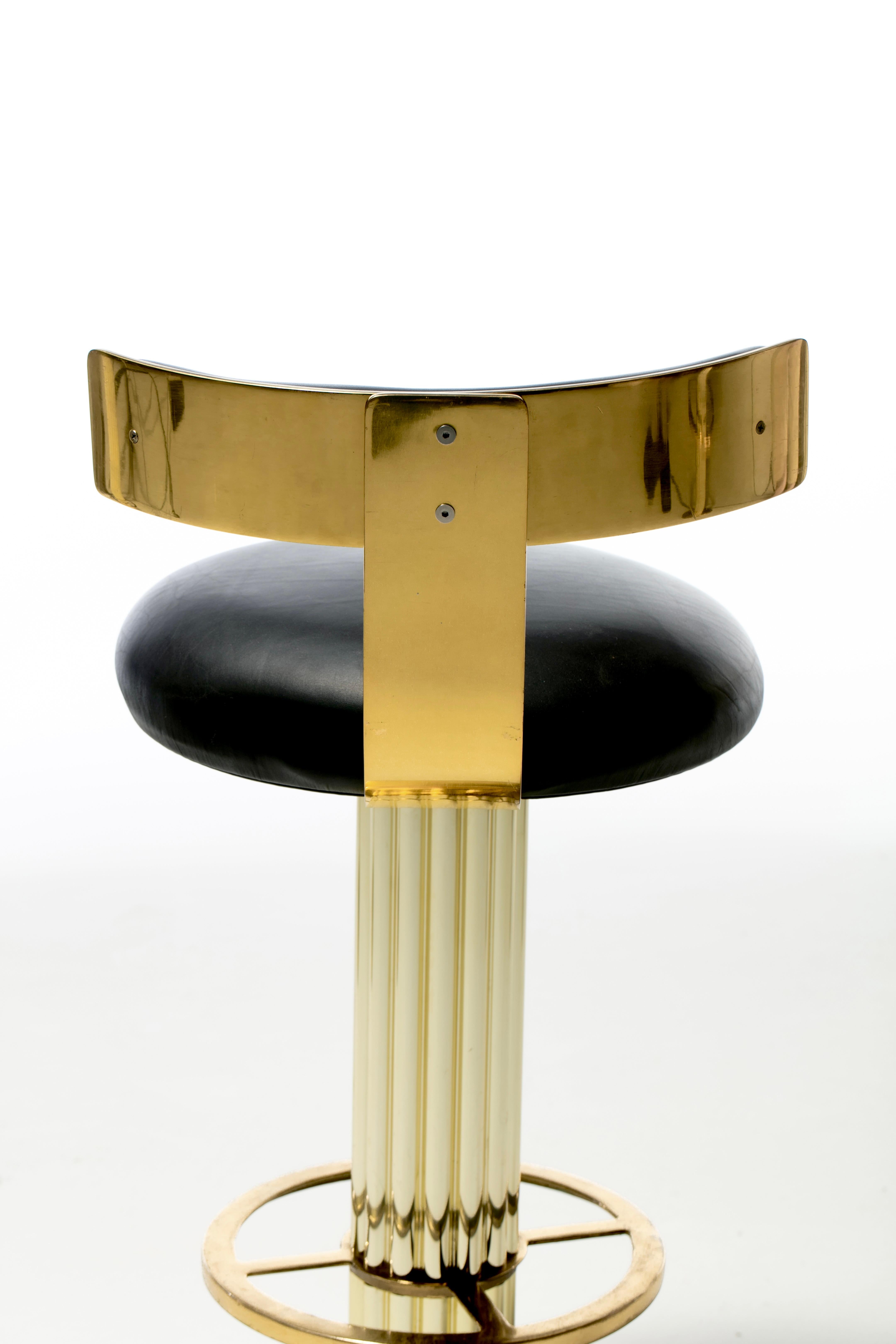 Post Modern Brass Swivel Bar Stools by Design for Leisure c. 1980 1