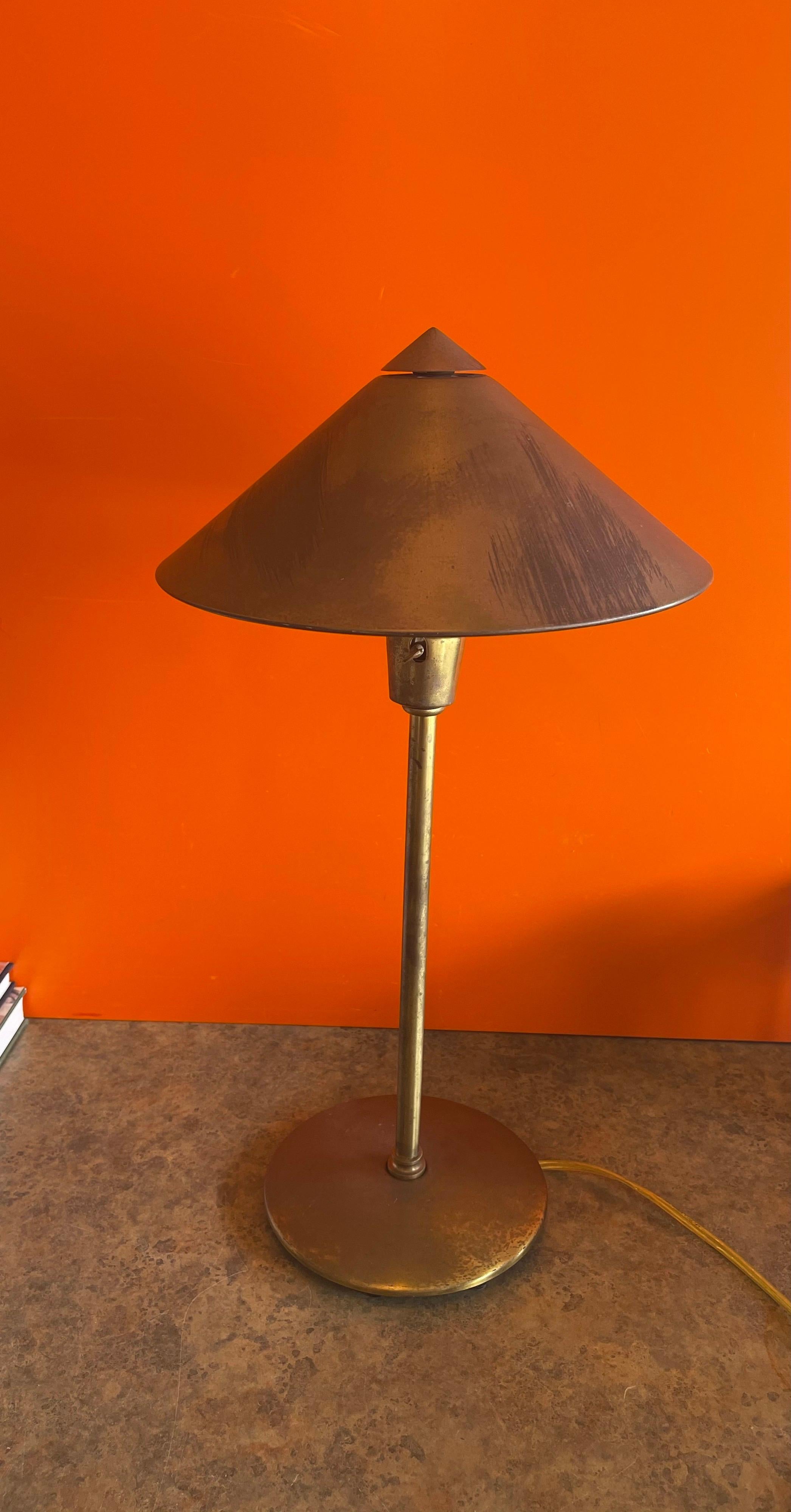 Post-Modern Brass Table Lamp with Brass Shade For Sale 5
