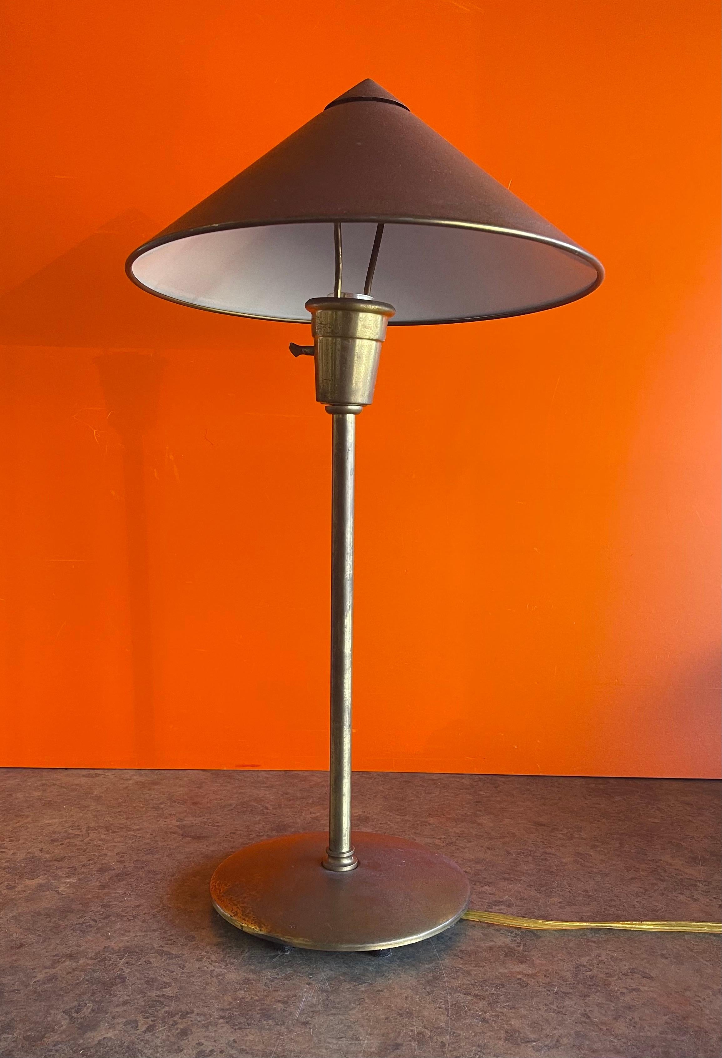 American Post-Modern Brass Table Lamp with Brass Shade For Sale