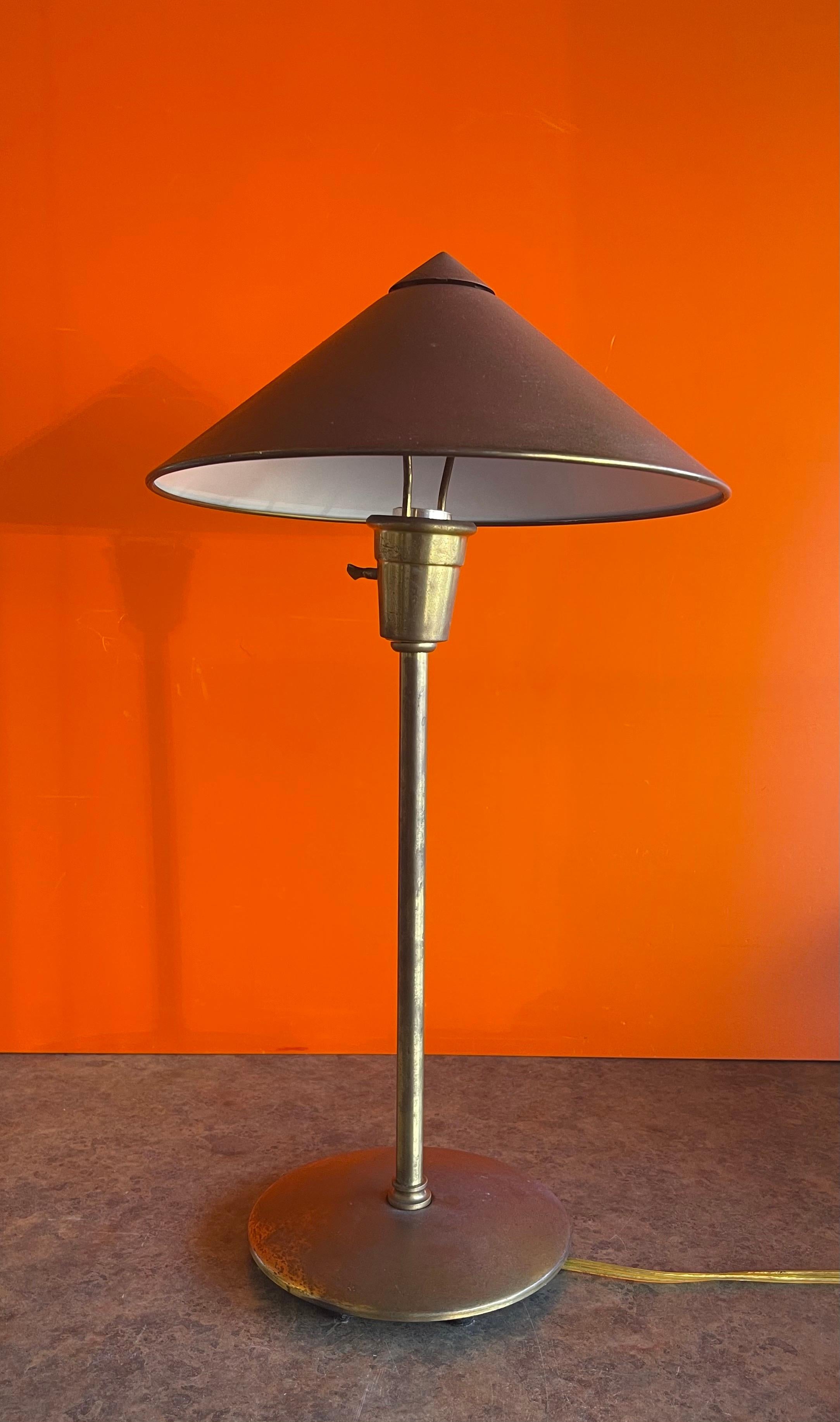 Post-Modern Brass Table Lamp with Brass Shade In Good Condition For Sale In San Diego, CA