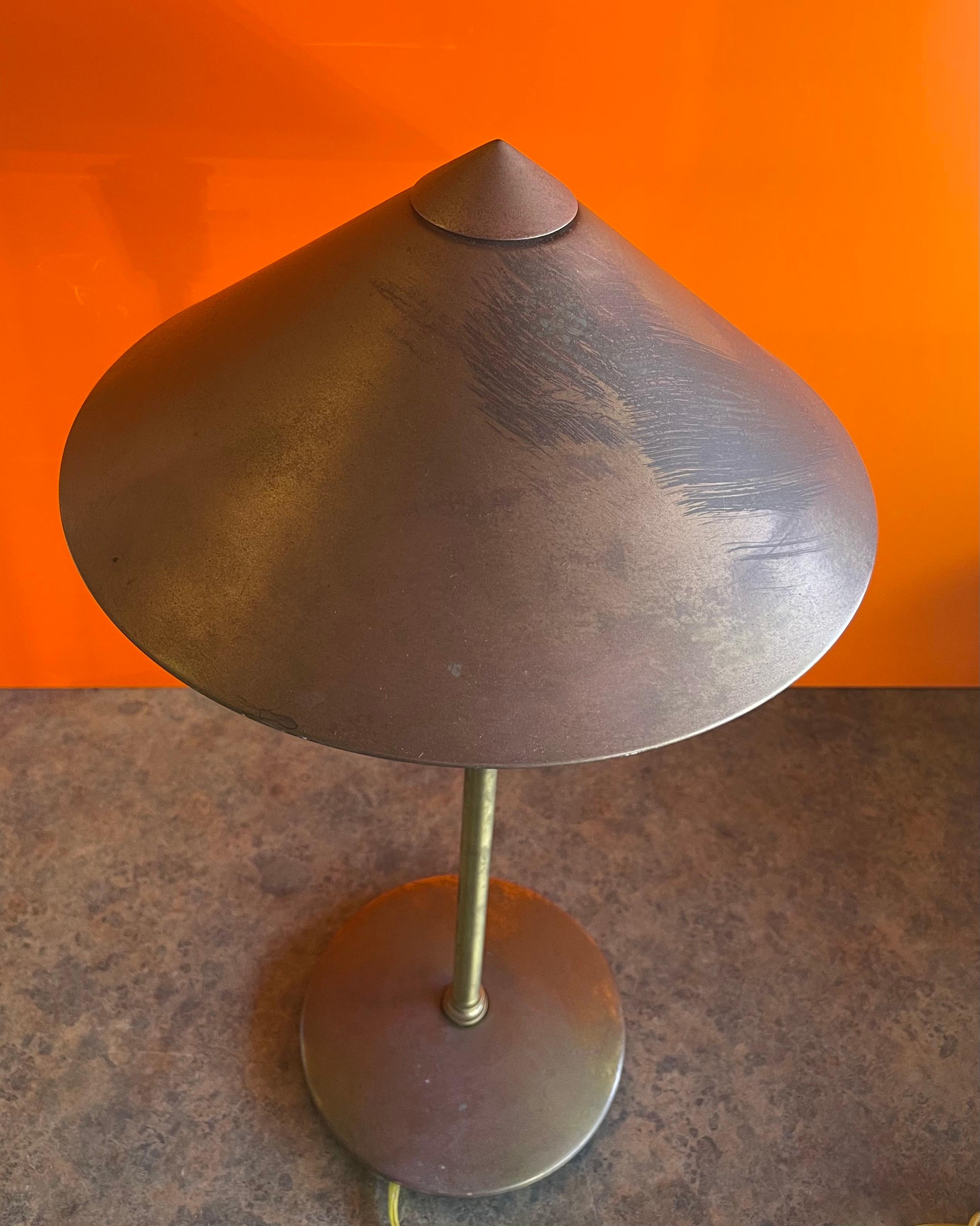 20th Century Post-Modern Brass Table Lamp with Brass Shade For Sale