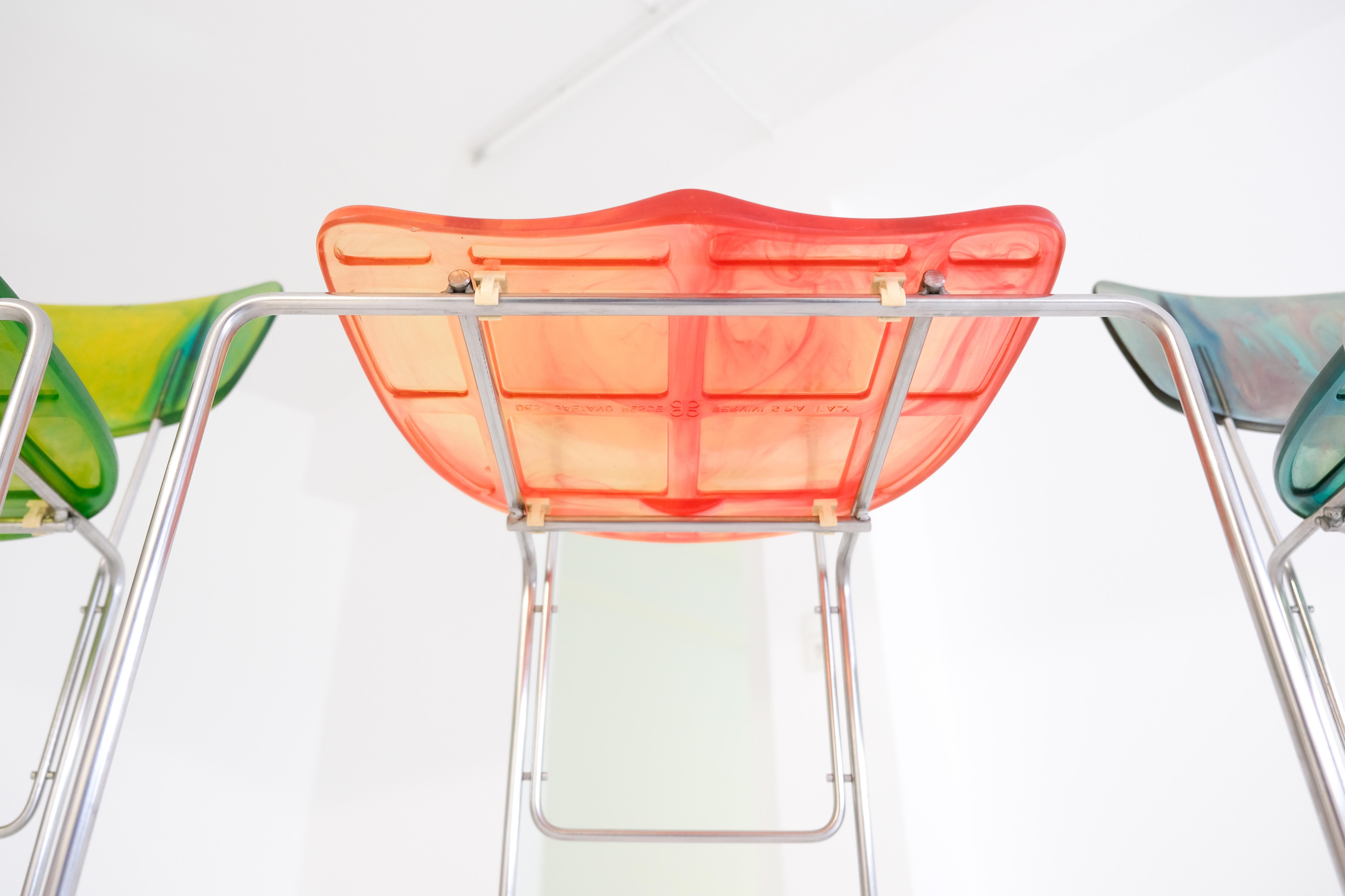 post-modern broadway chair by gaetano pesce for bernini, 1993, set of 4 13