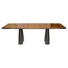 Post Modern Burl and Lacquer Dining Table with Exquisite Book Matched Wood
