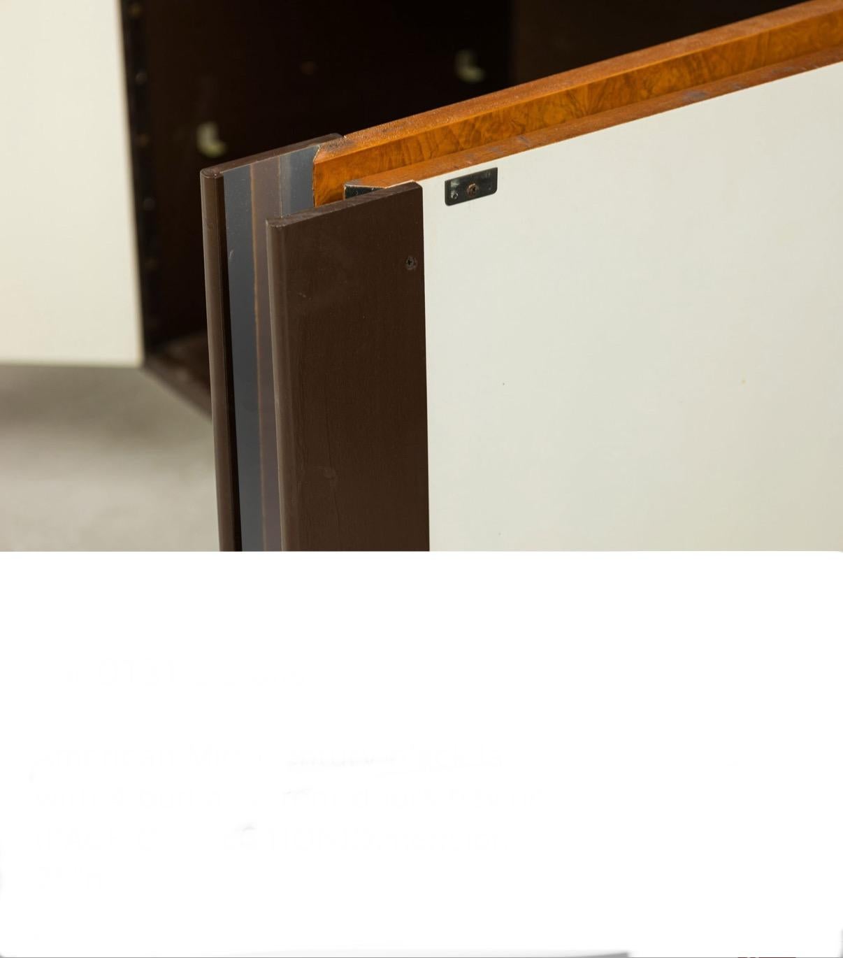 American Post modern burl chrome and lacquer wall mounted credenza For Sale