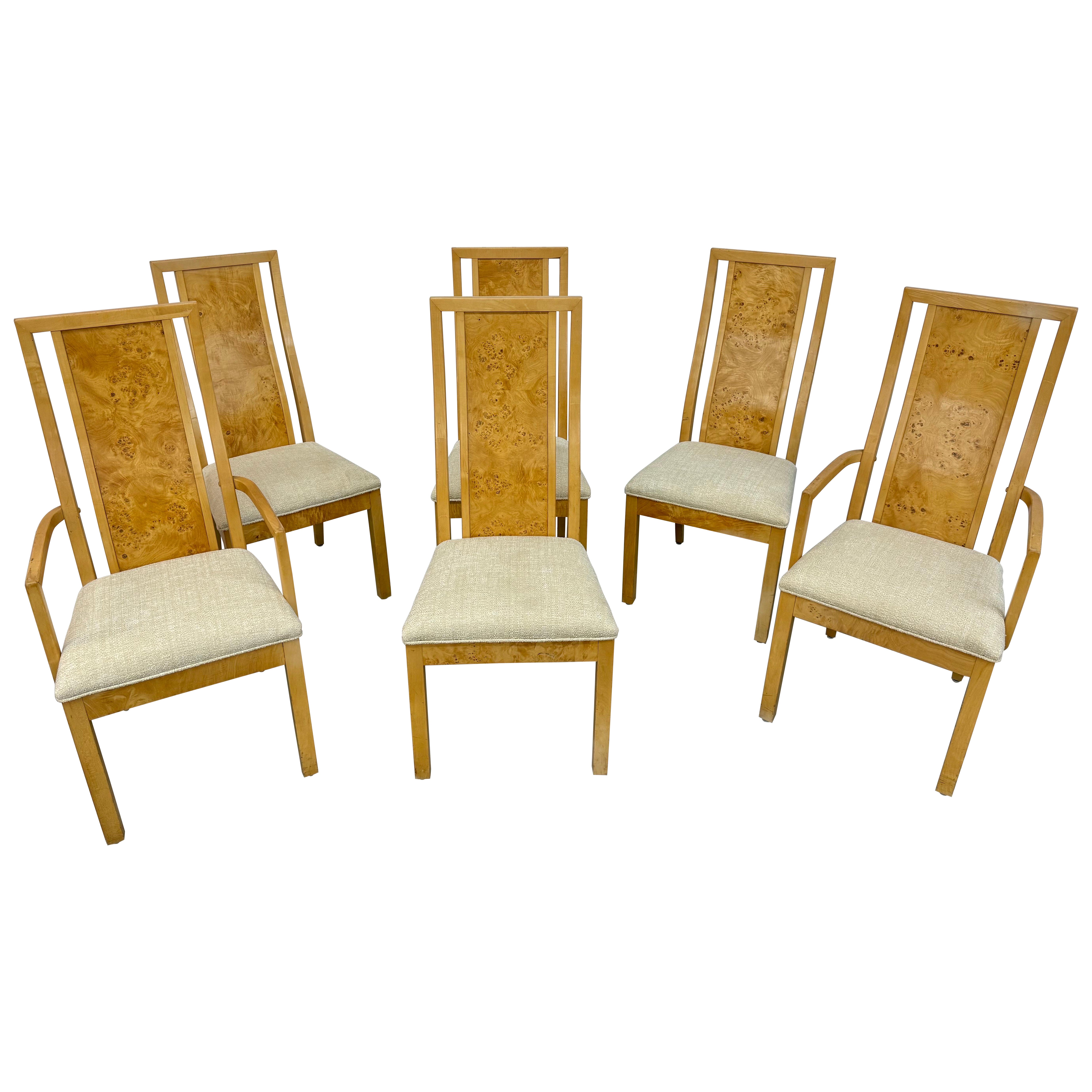 Post Modern Burled Wood Dining Chairs - Set of 6