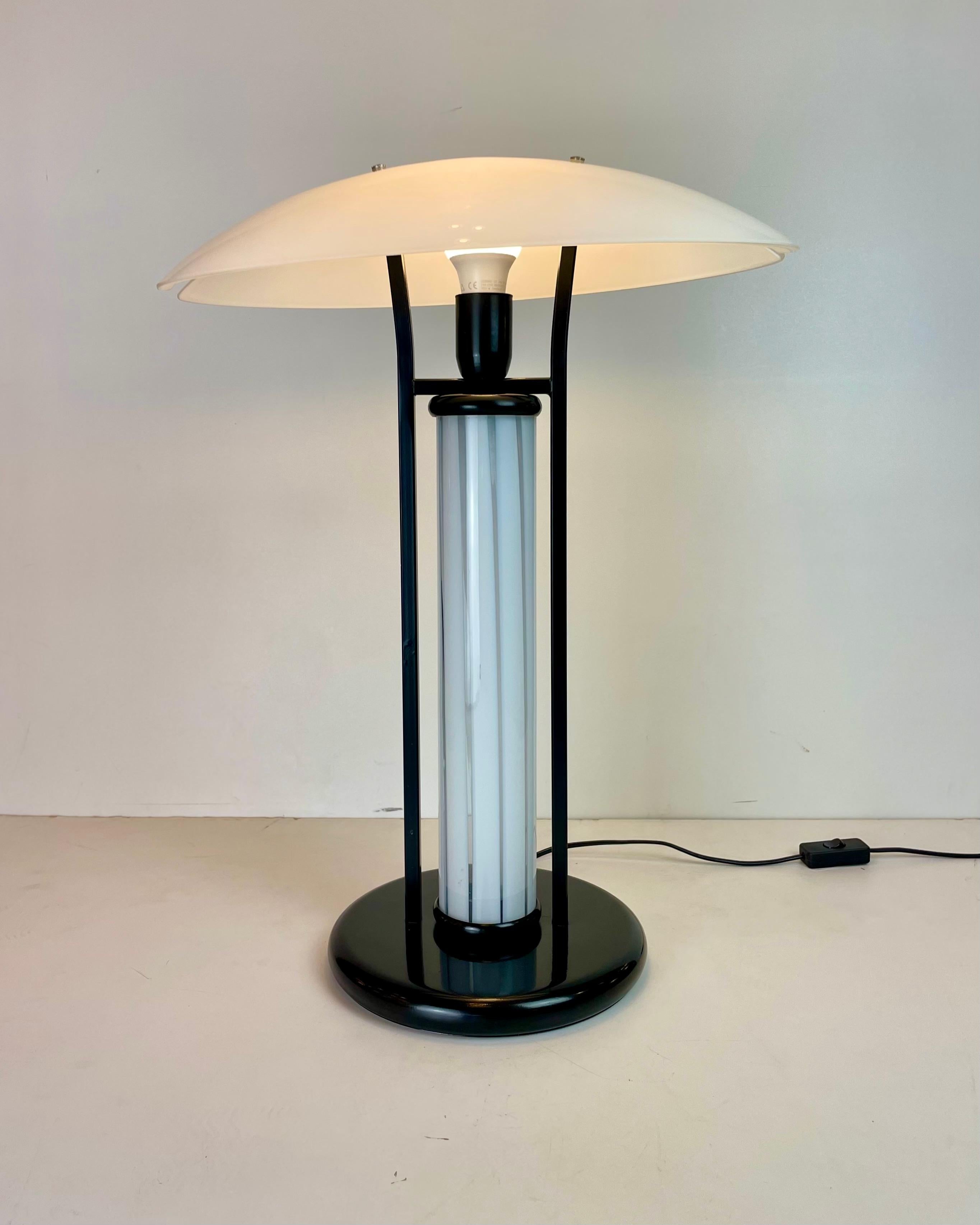 Italian Post-Modern B&W Murano Table Lamps, 1980s For Sale