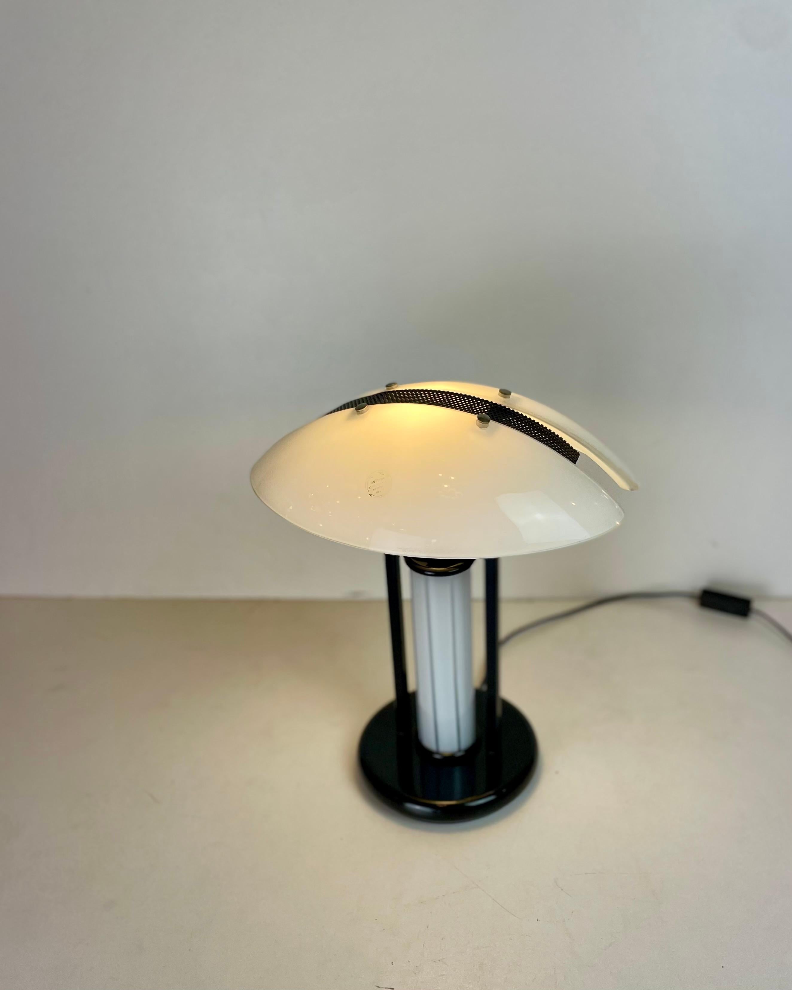 Late 20th Century Post-Modern B&W Murano Table Lamps, 1980s For Sale