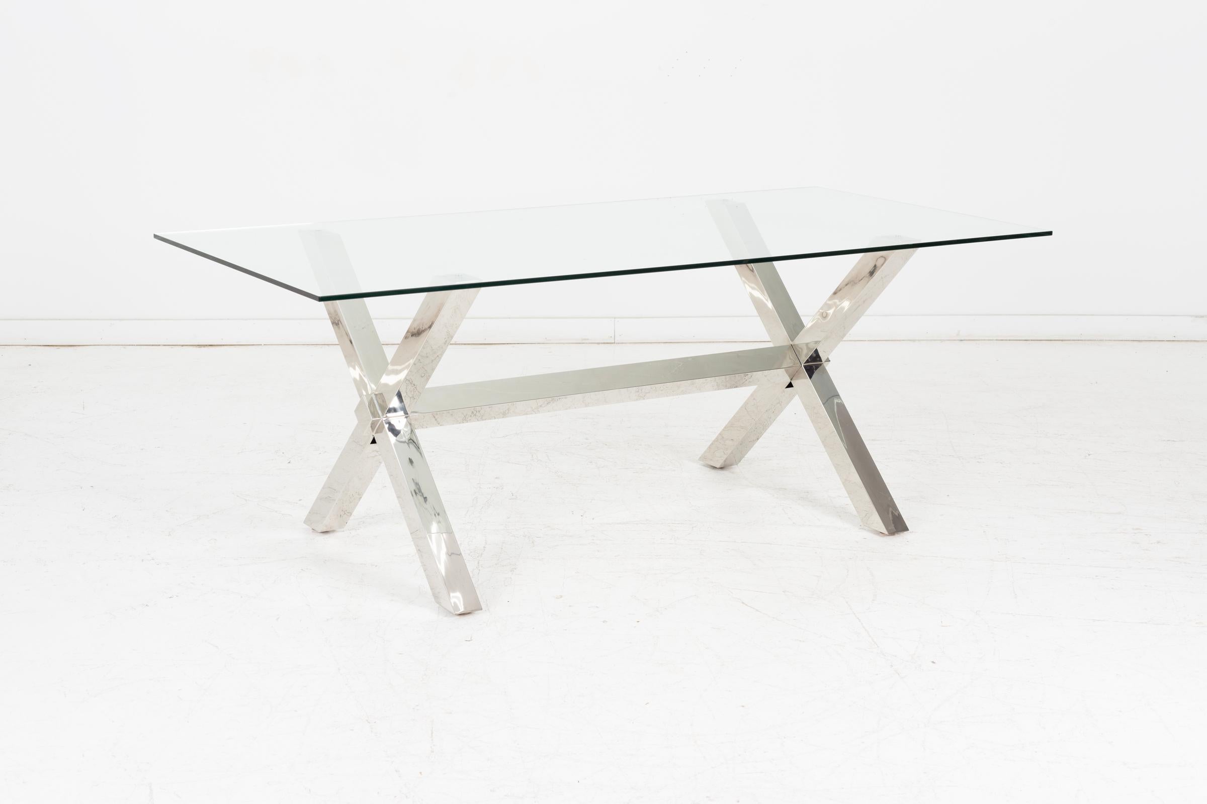 Post Modern Campaign Style Table or Desk. In Good Condition For Sale In Chicago, IL