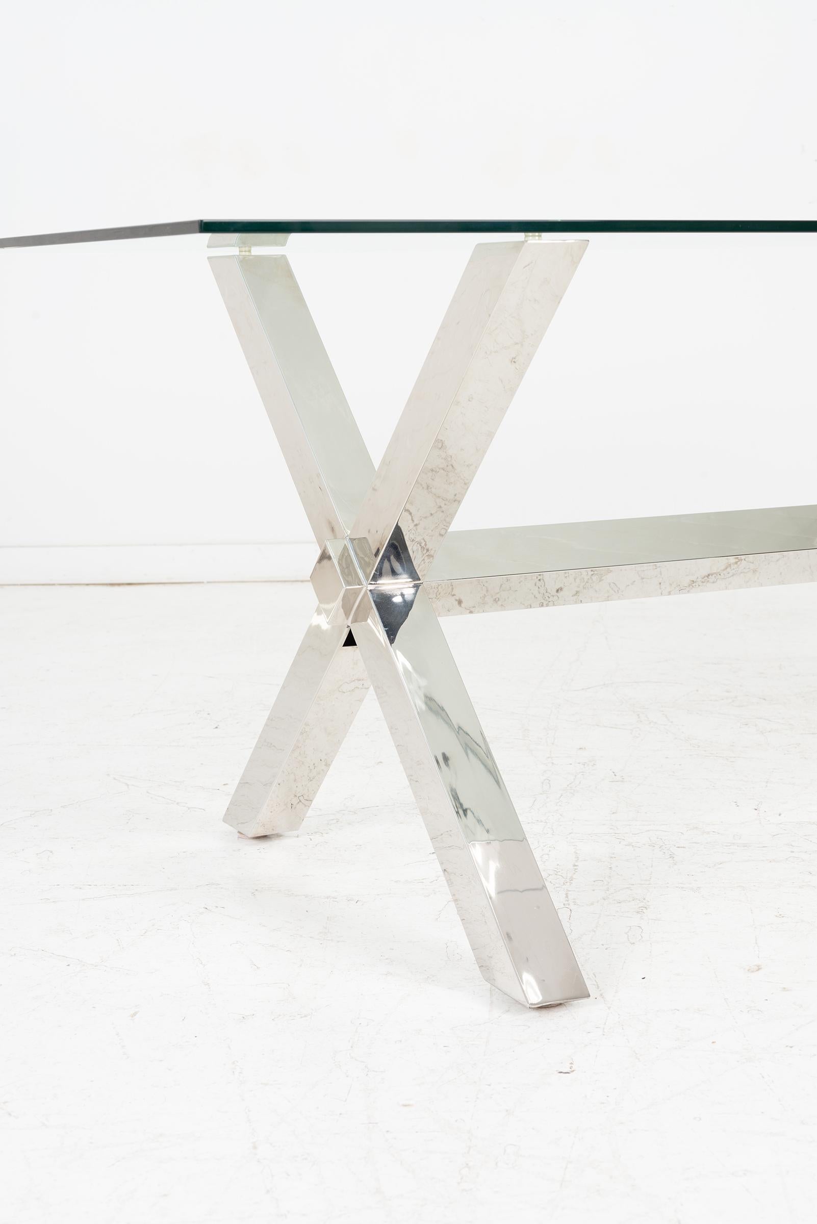 Aluminum Post Modern Campaign Style Table or Desk. For Sale