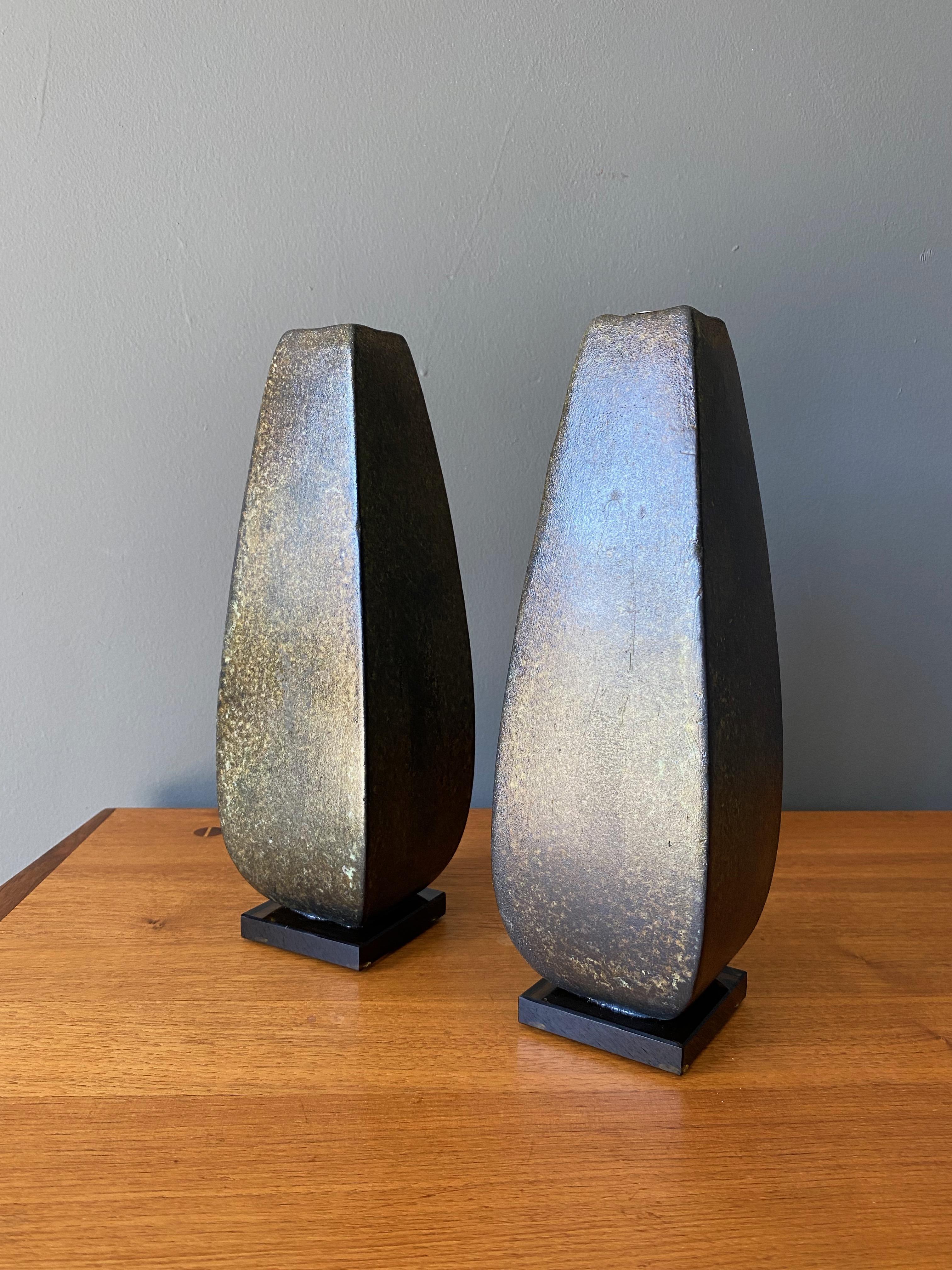 North American Post Modern Candle Holders Signed By Tony Evans For Sale