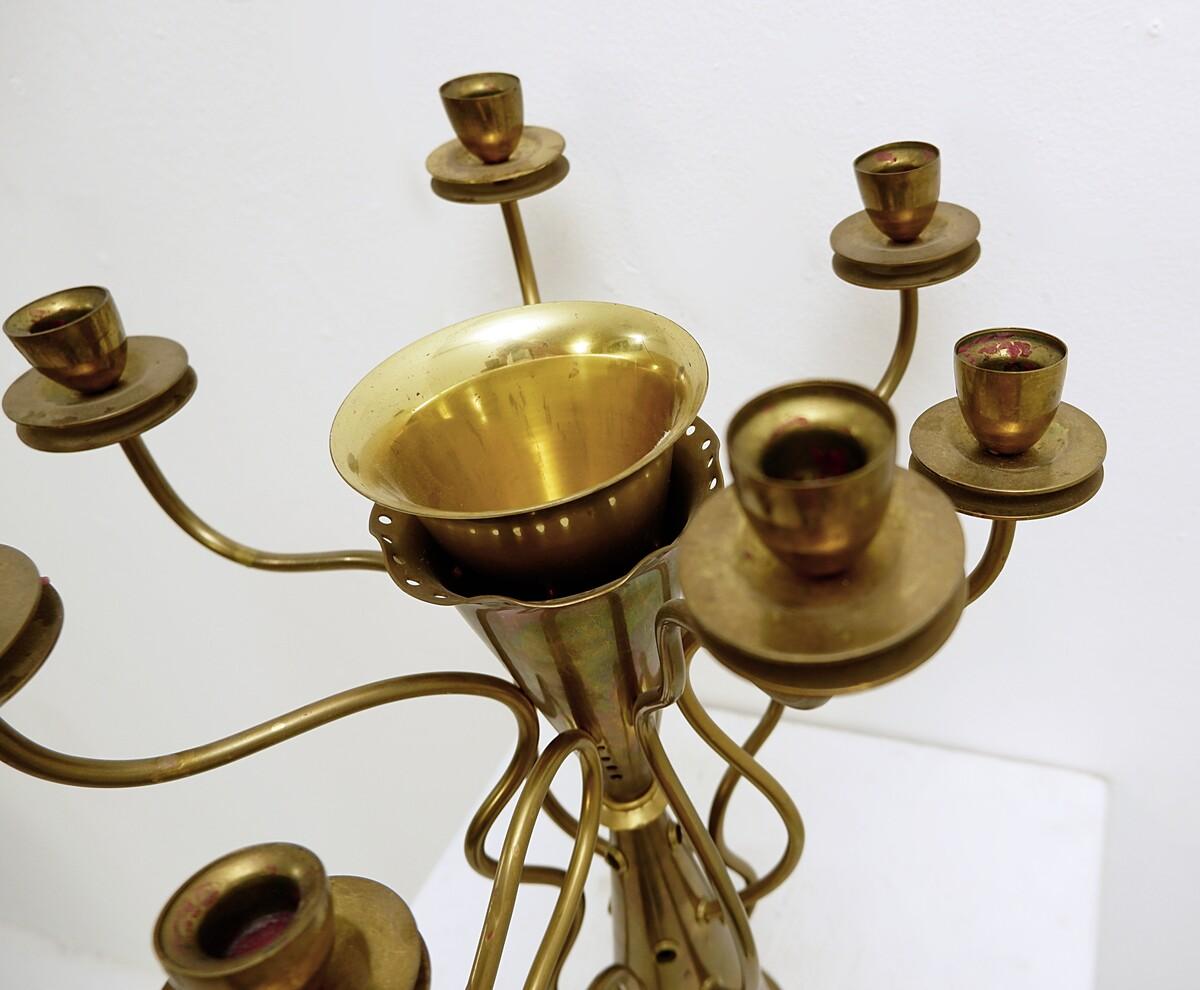 Brass Post-Modern Candleholder by Bořek Šípek for Driade - Italy 1980s For Sale