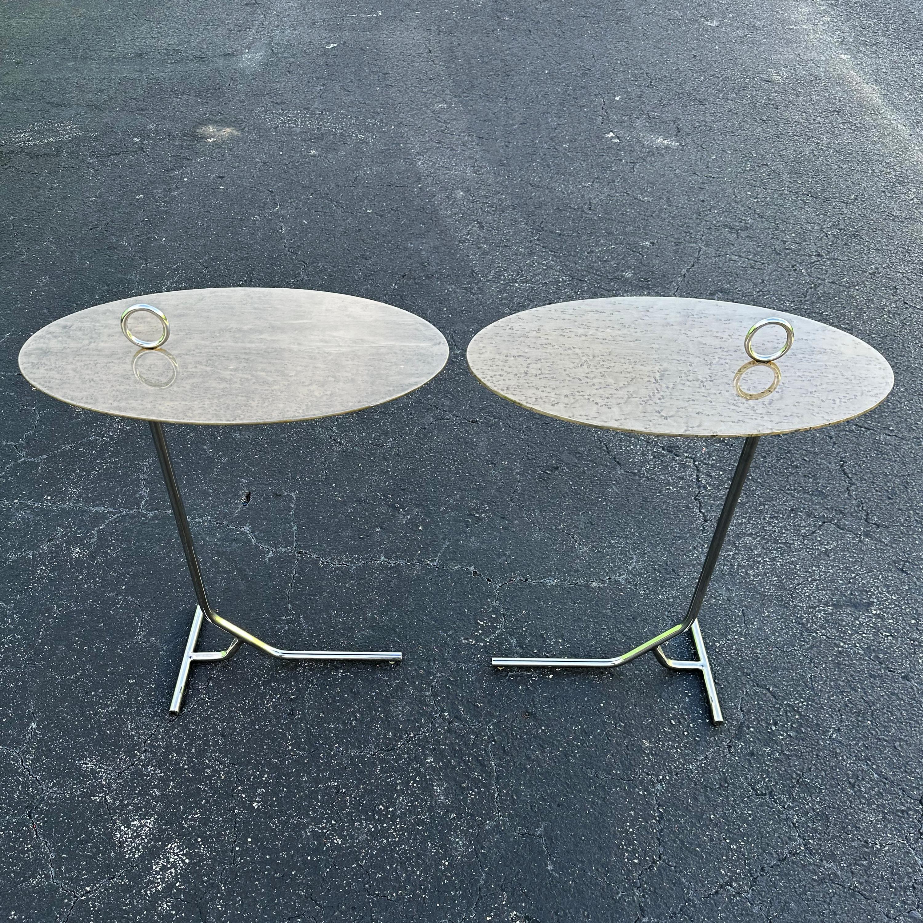 American Post-Modern Cantilever Side Tables by Interlude Home, Pair For Sale