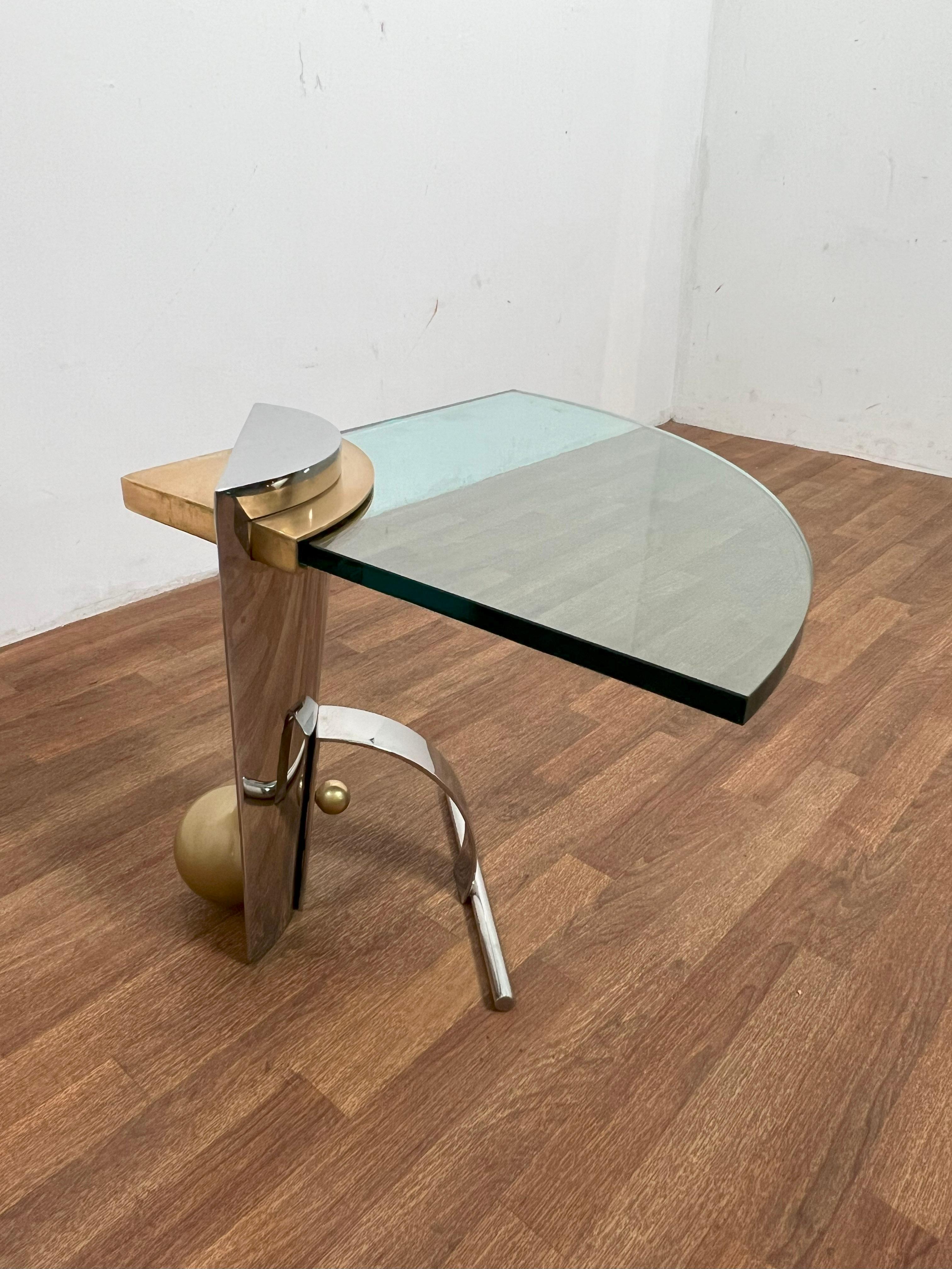 Late 20th Century Post Modern Cantilevered Side Table in Manner of Karl Springer C. 1980s For Sale