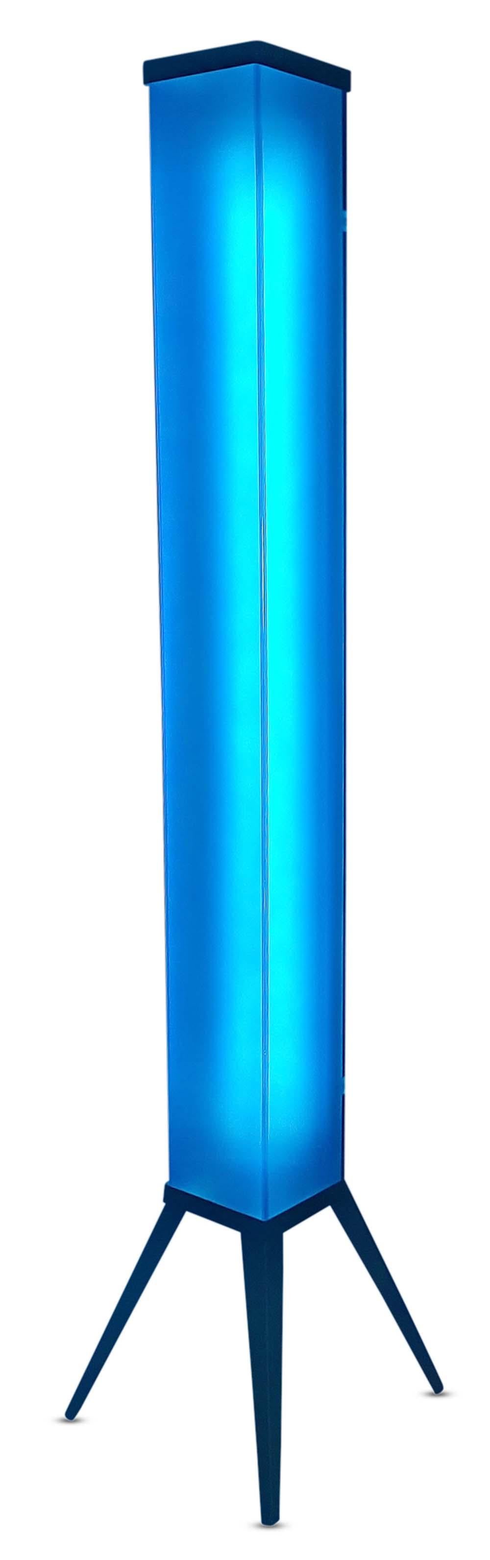 American Post-Modern Sculptural Mood Lighting Tower Blue Glass Floor Lamp by Curvet USA For Sale