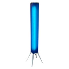 Post-Modern Sculptural Mood Lighting Tower Blue Glass Floor Lamp by Curvet USA
