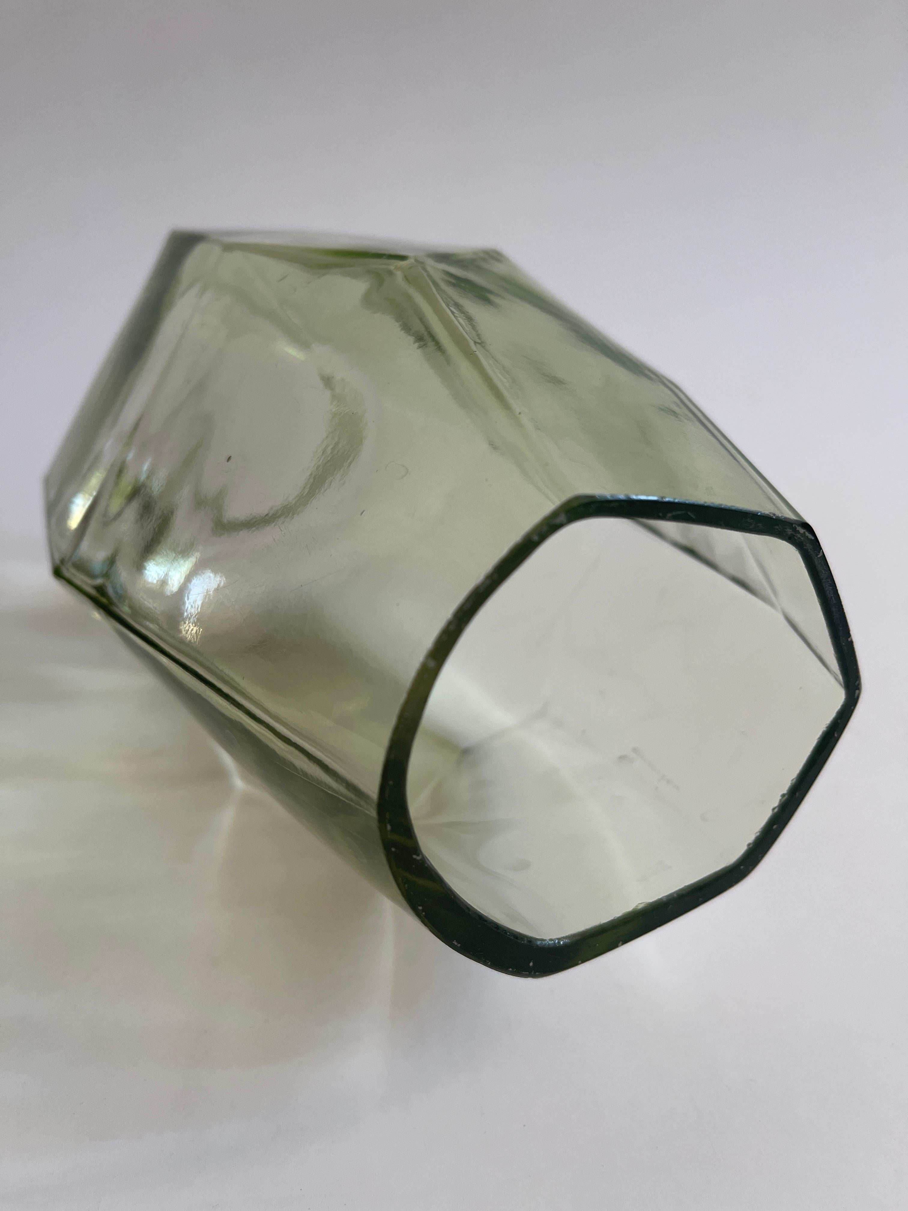 Post Modern Celadon Polyhedric Danish Glass Vase For Sale 4