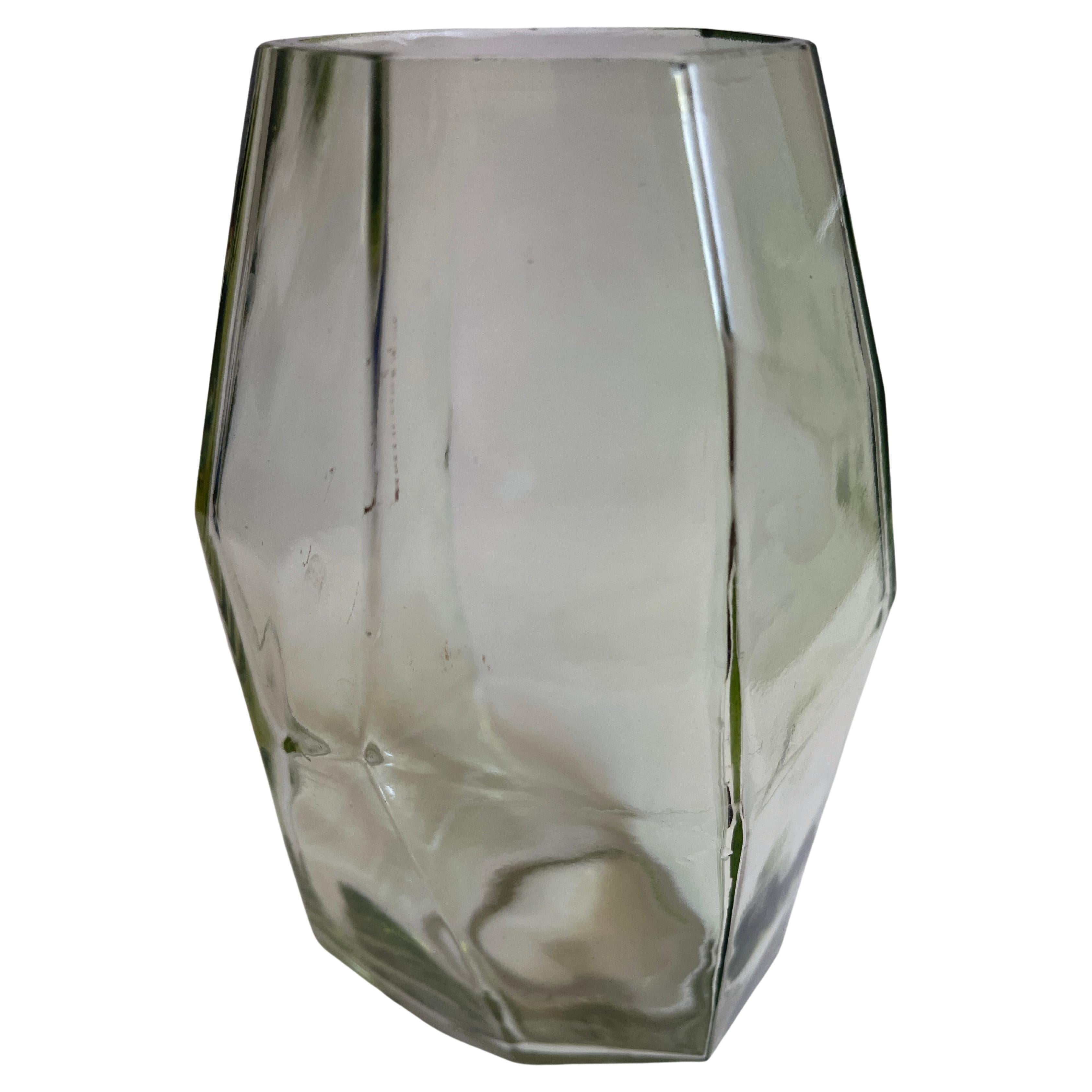 Post Modern Celadon Polyhedric Danish Glass Vase For Sale 1