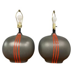 Retro Post Modern Ceramic Lamps by Sunset Cosco in Grey and Flaming Red