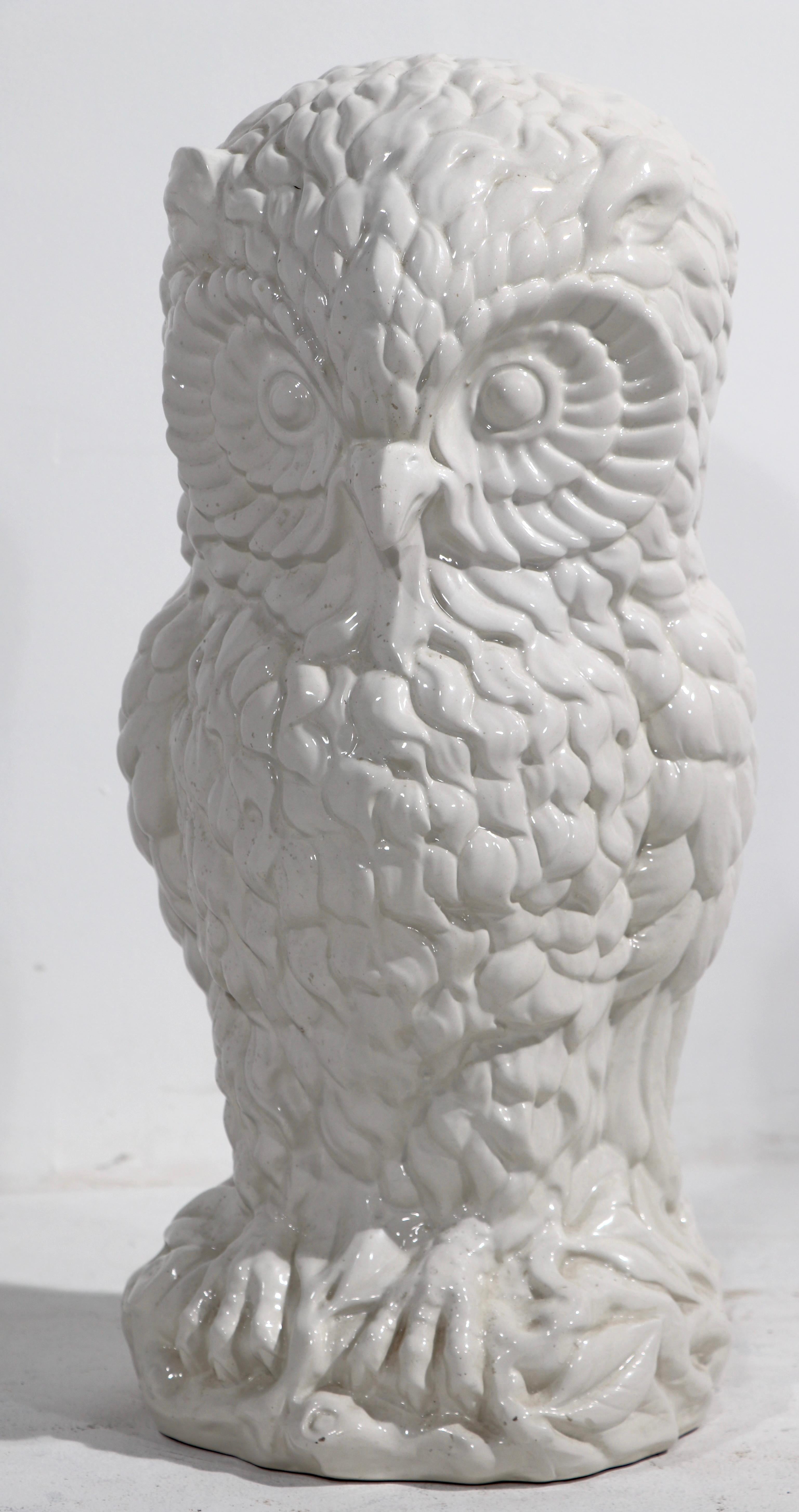 Hollywood Regency Post Modern Ceramic Owl Made in Italy For Sale